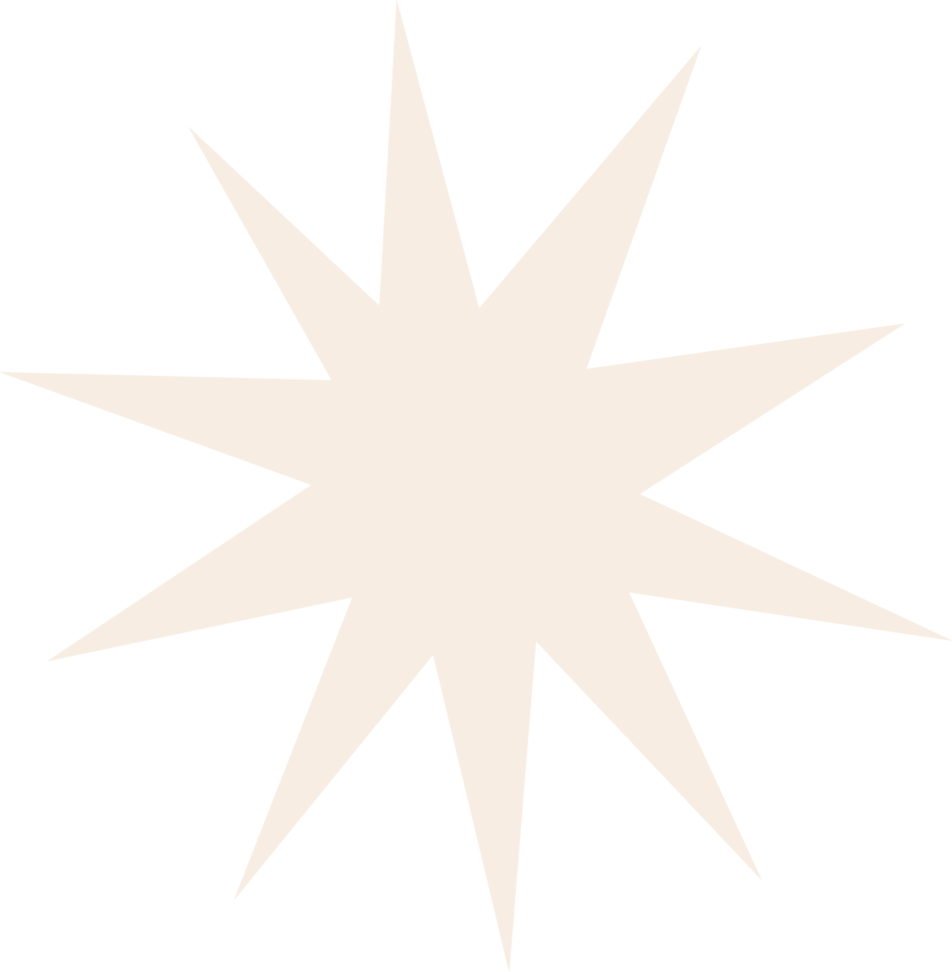 Ein weißer Stern mit mehreren spitzen Strahlen auf schwarzem Hintergrund