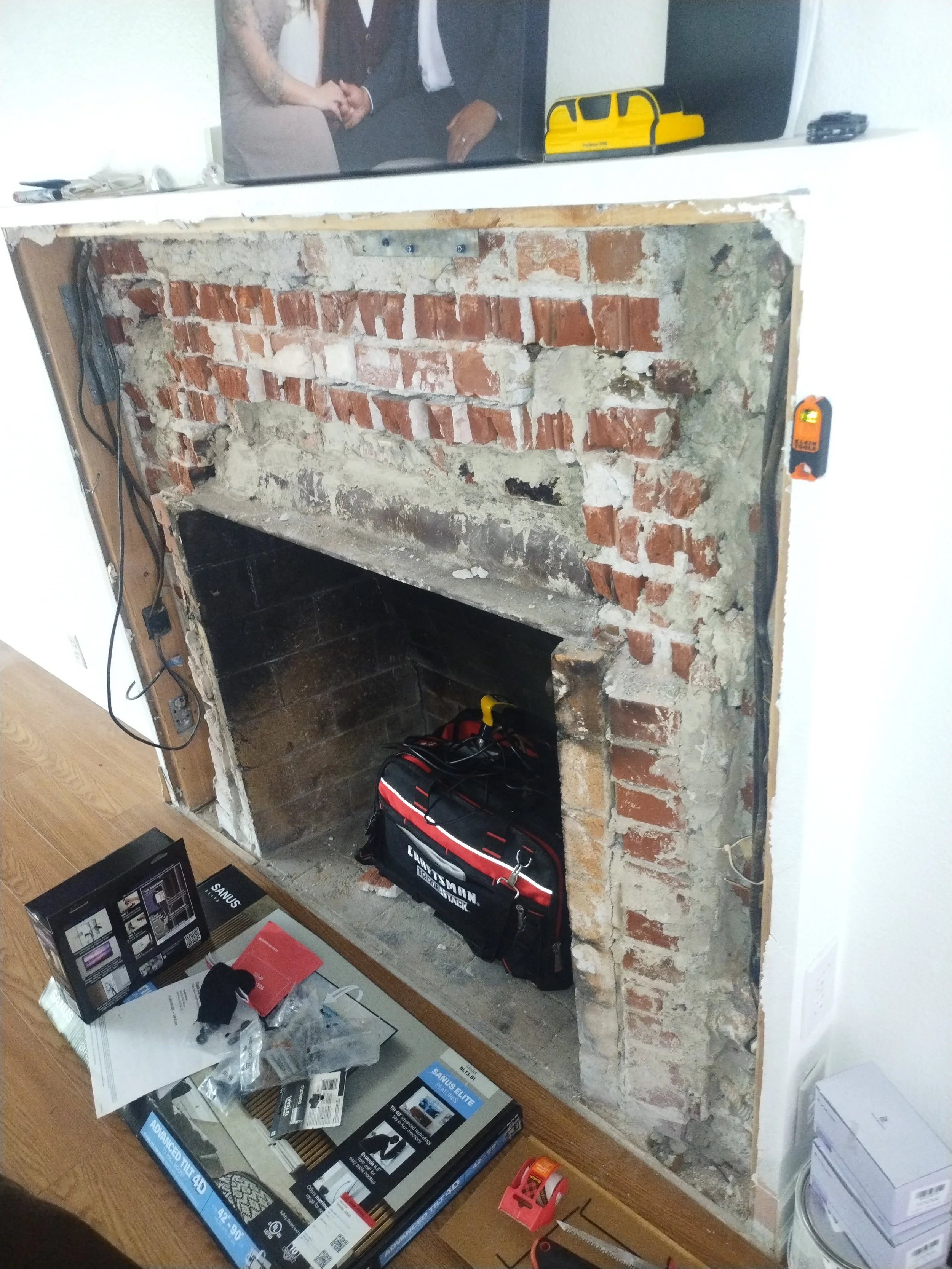This is a decommissioned fireplace that we opened up and prepped for remodeling 