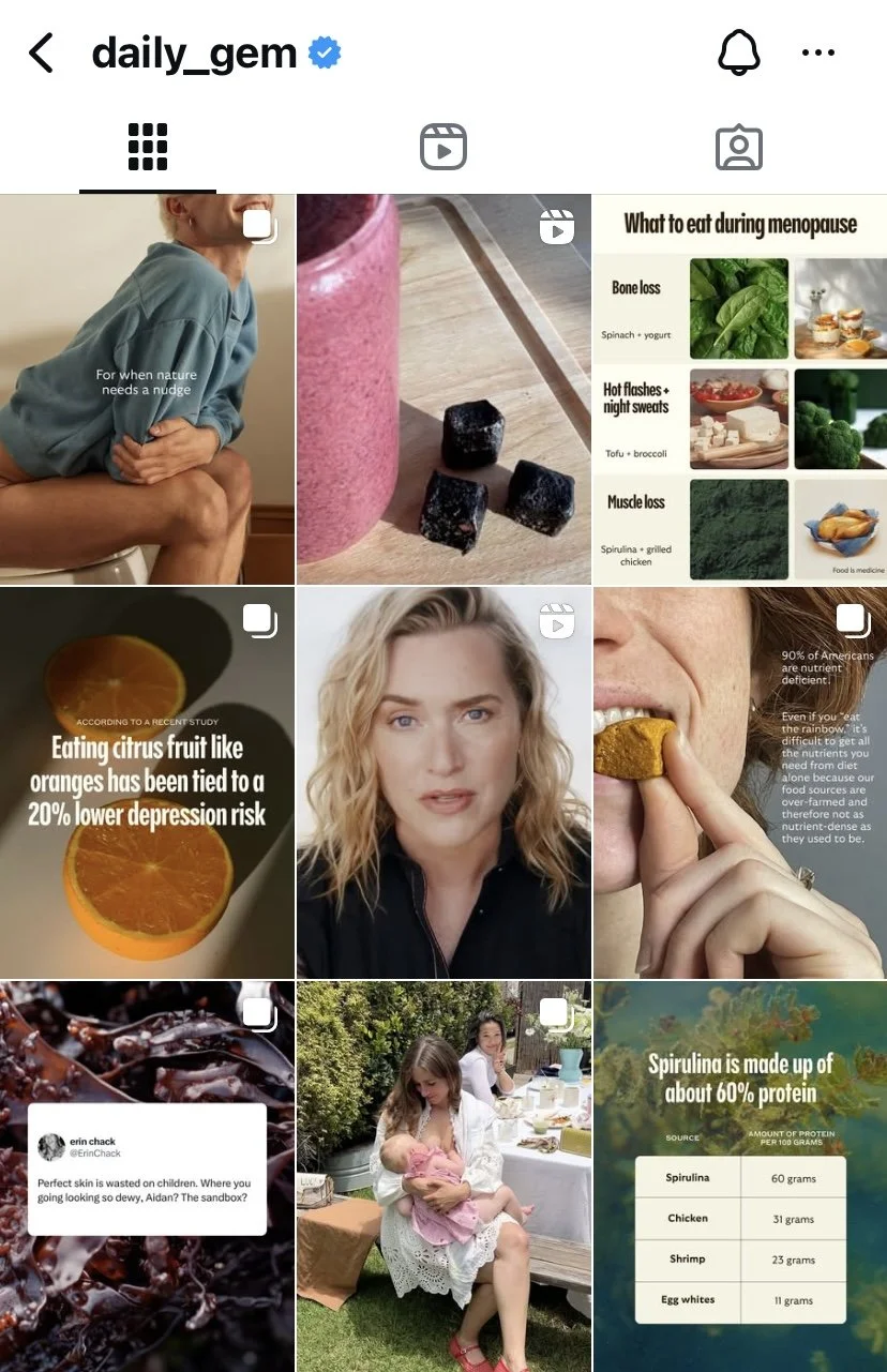Collage of nine images featuring health and wellness topics, including a person in a yoga pose, smoothies, healthy foods, and information about nutrition and depression