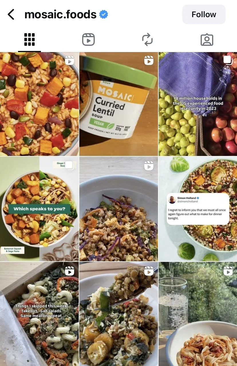 A collage of various images of prepared meals, including rice dishes with vegetables, a container of curried lentil soup, sliced grapes, a bowl of salad, and glasses of sparkling water.