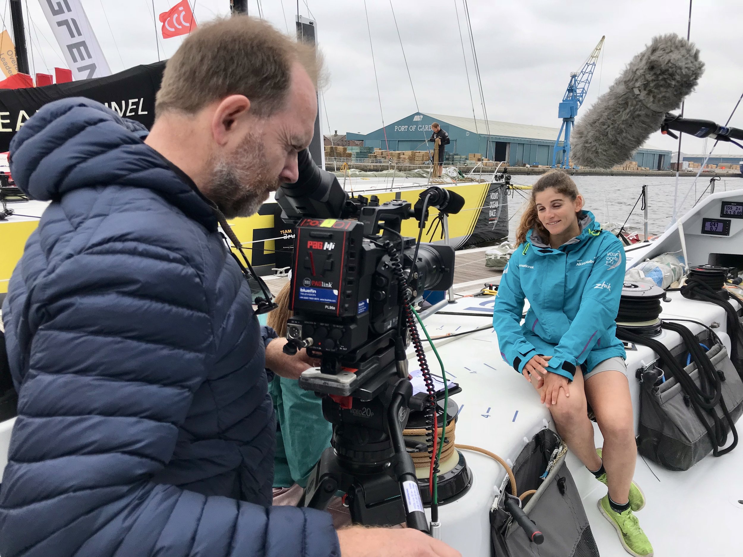 Volvo Round The World Yacht Race filming in Cardiff