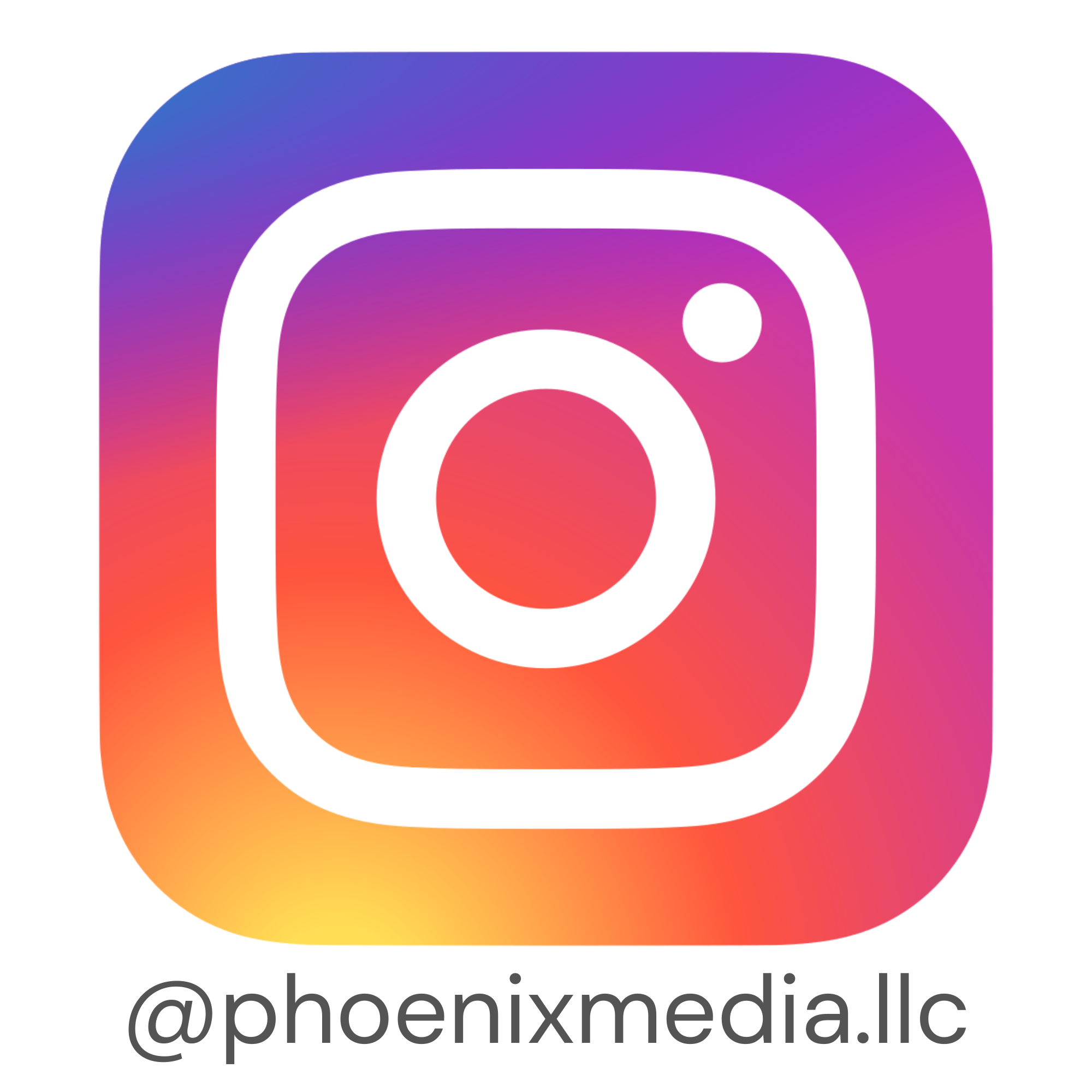 Instagram logo with the handle '@phoenixmedia.llc'