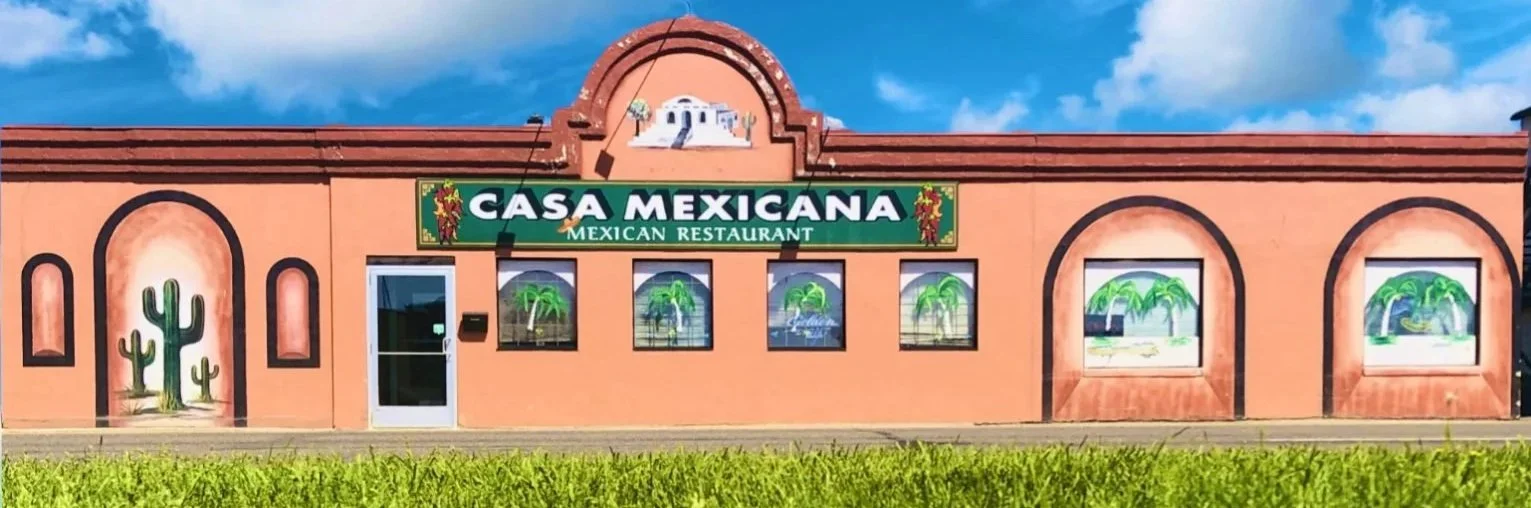 Exterior of Casa Mexicana, Rice Lake's prized Mexican restaurant beaming with color, vibrance, flavor and history! Generations have gathered at these tables enjoying fresh ingredients, belly laughs and making life long memories.