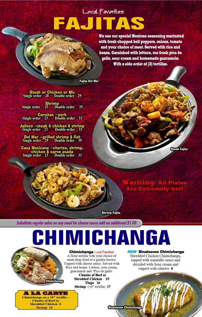 Sizzling Fajitas and Chimichangas