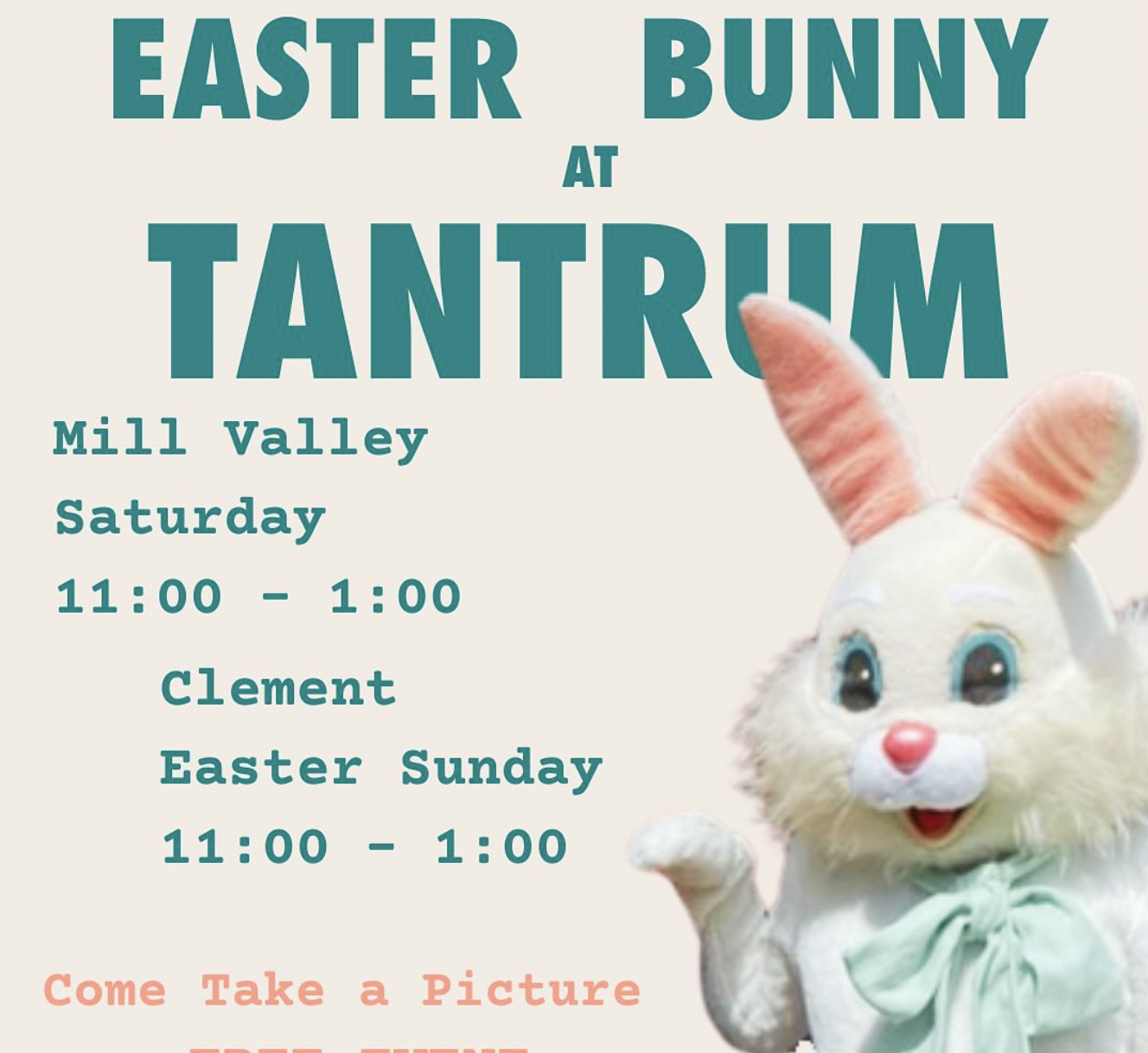 Come Meet the Easter Bunny at Tantrum