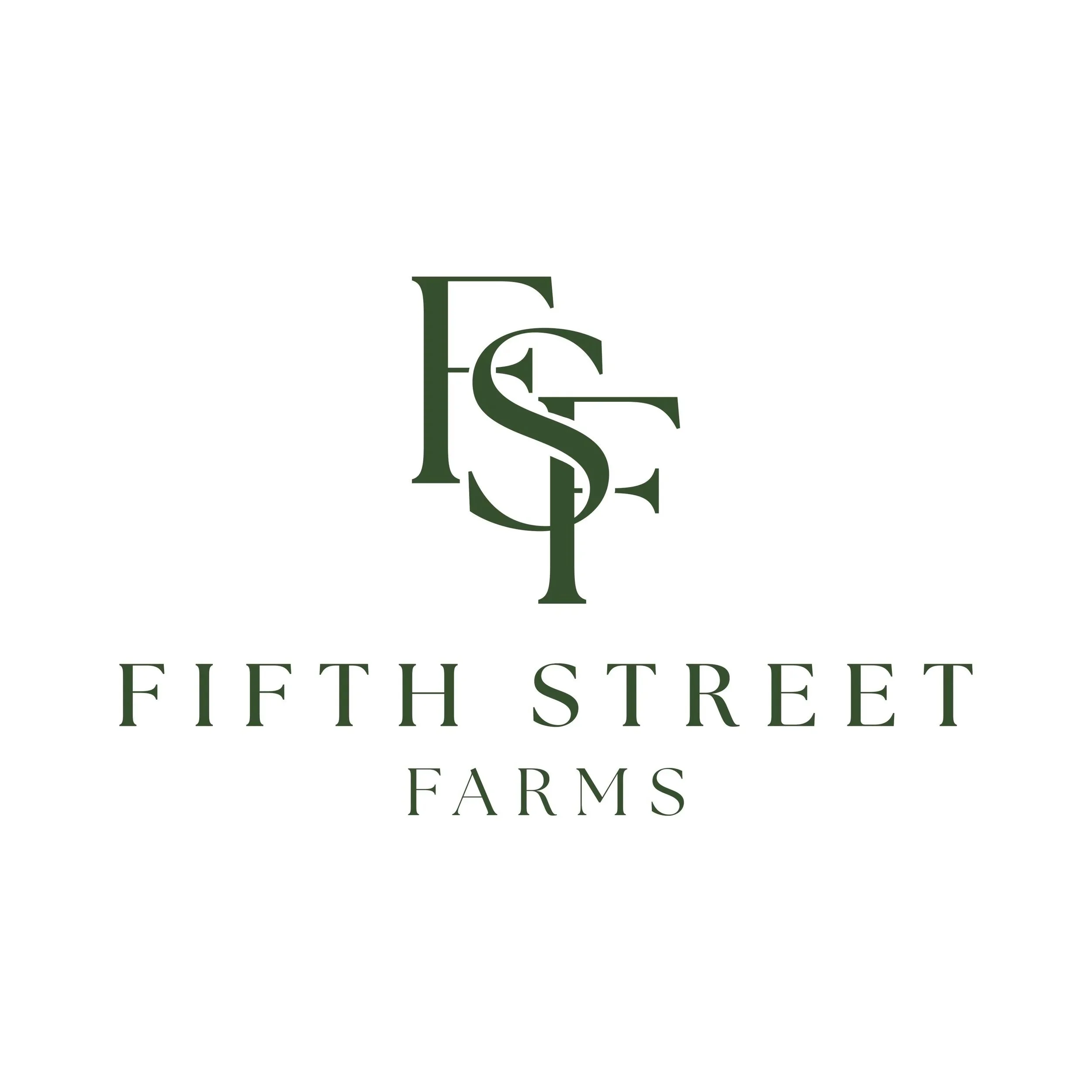Logo text reading 'Fifth Street Farms' with stylized green overlapping letters 'E' and 'S'.