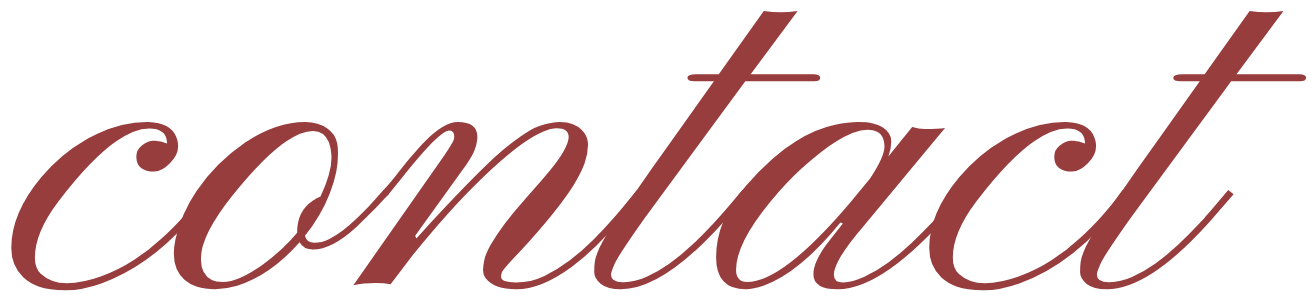 The word "contact" written in cursive, brownish-red script on a white background.