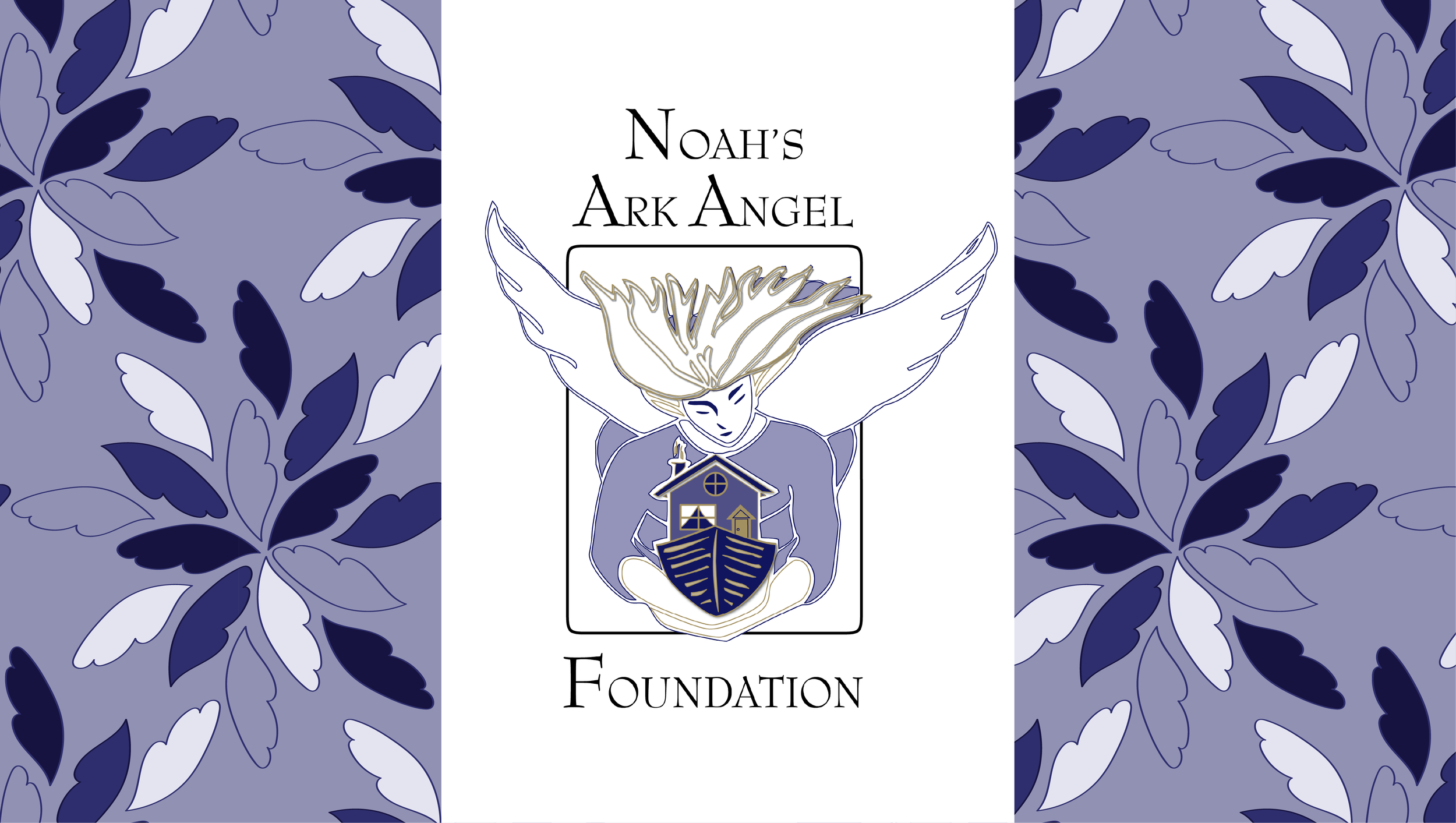 Ark Angel Foundation logo on top of pattern made with wings