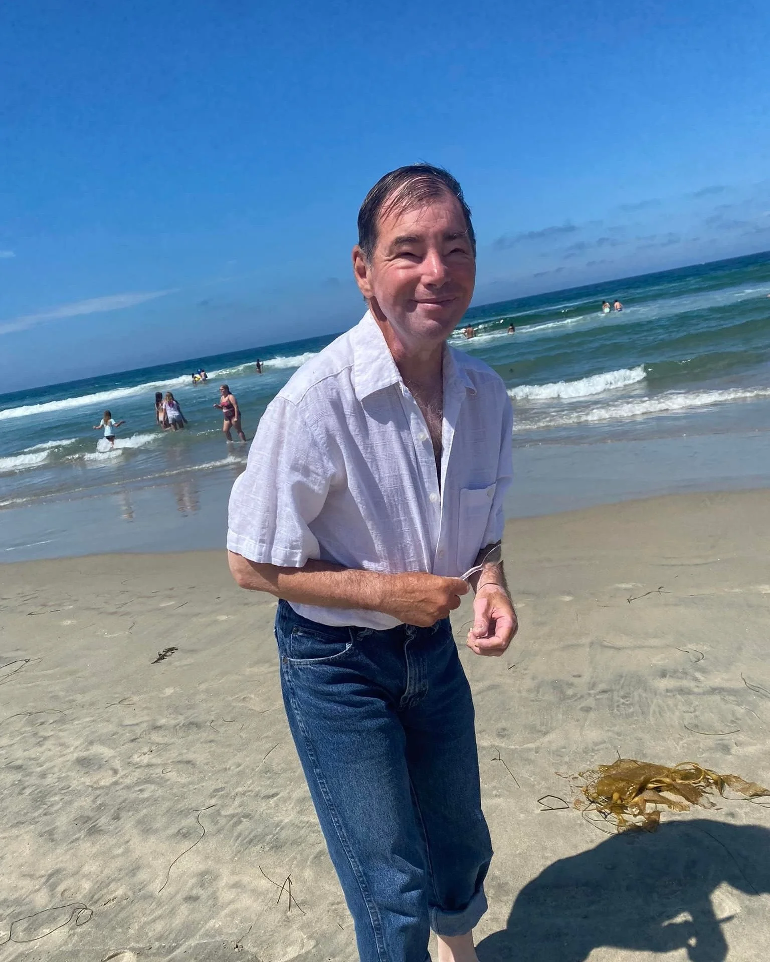 Smiling man enjoying a beach day