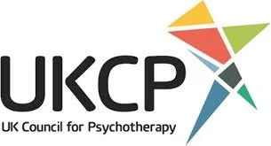 UKCP logo with colorful geometric shapes and text 'UKCP UK Council for Psychotherapy'