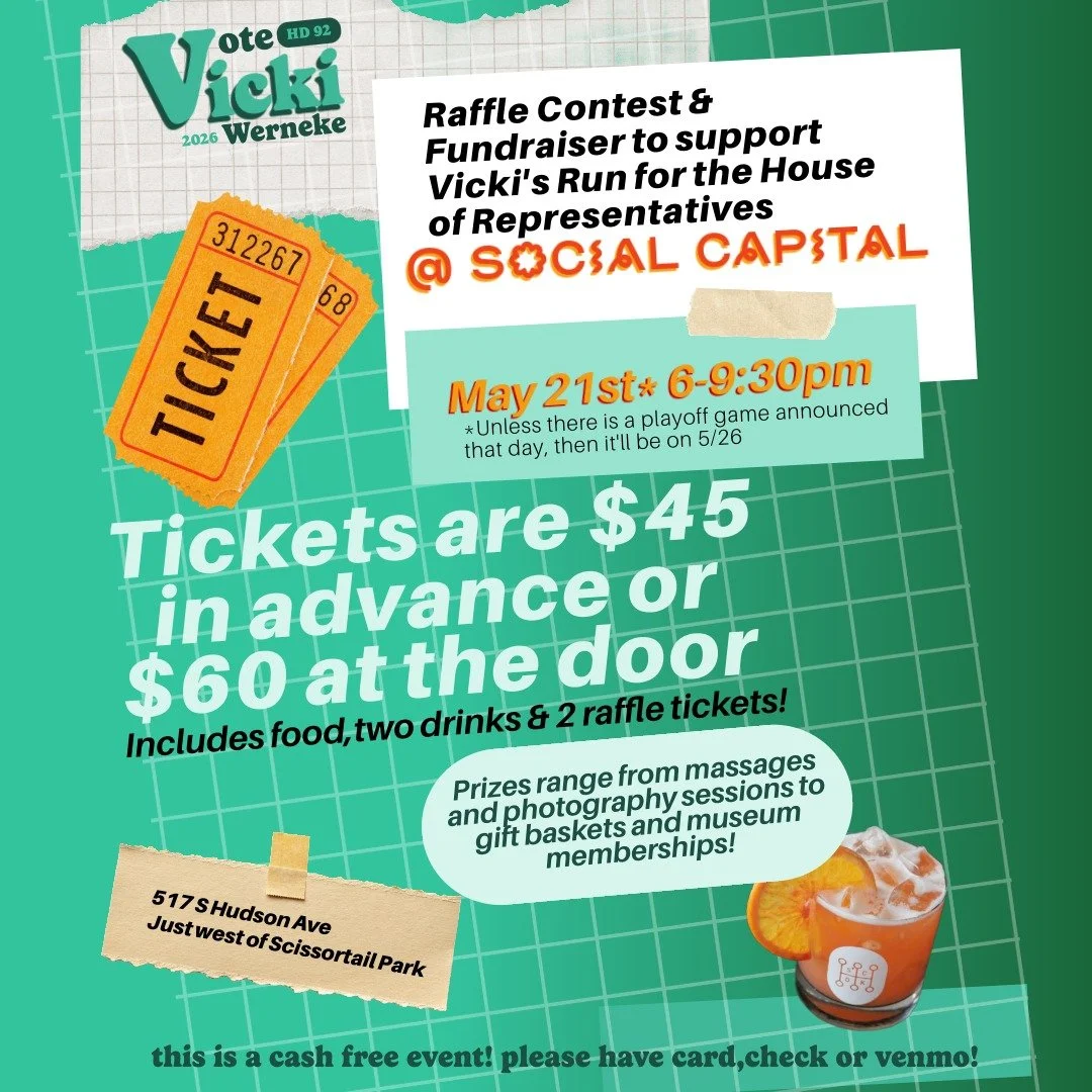 Can't wait to see how much work we will get done before we have a party on the 21st! 🎉 Join me and my team at one of my favorite places in HD 92- the one and only @socialcapitalokc! We will have drinks,food,and a great raffle style auction featuring