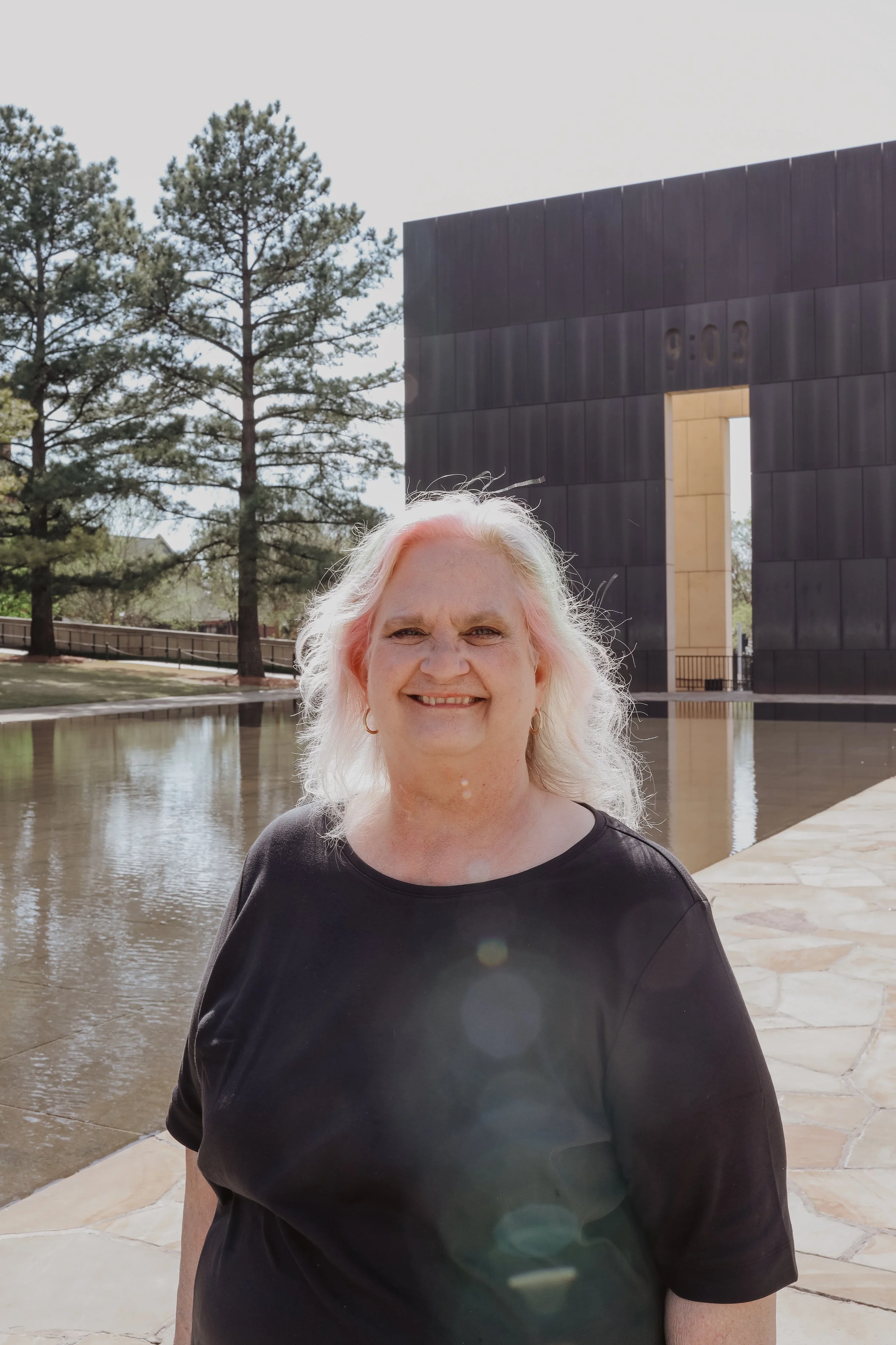 Vicki standing outside at the OKC national memorial