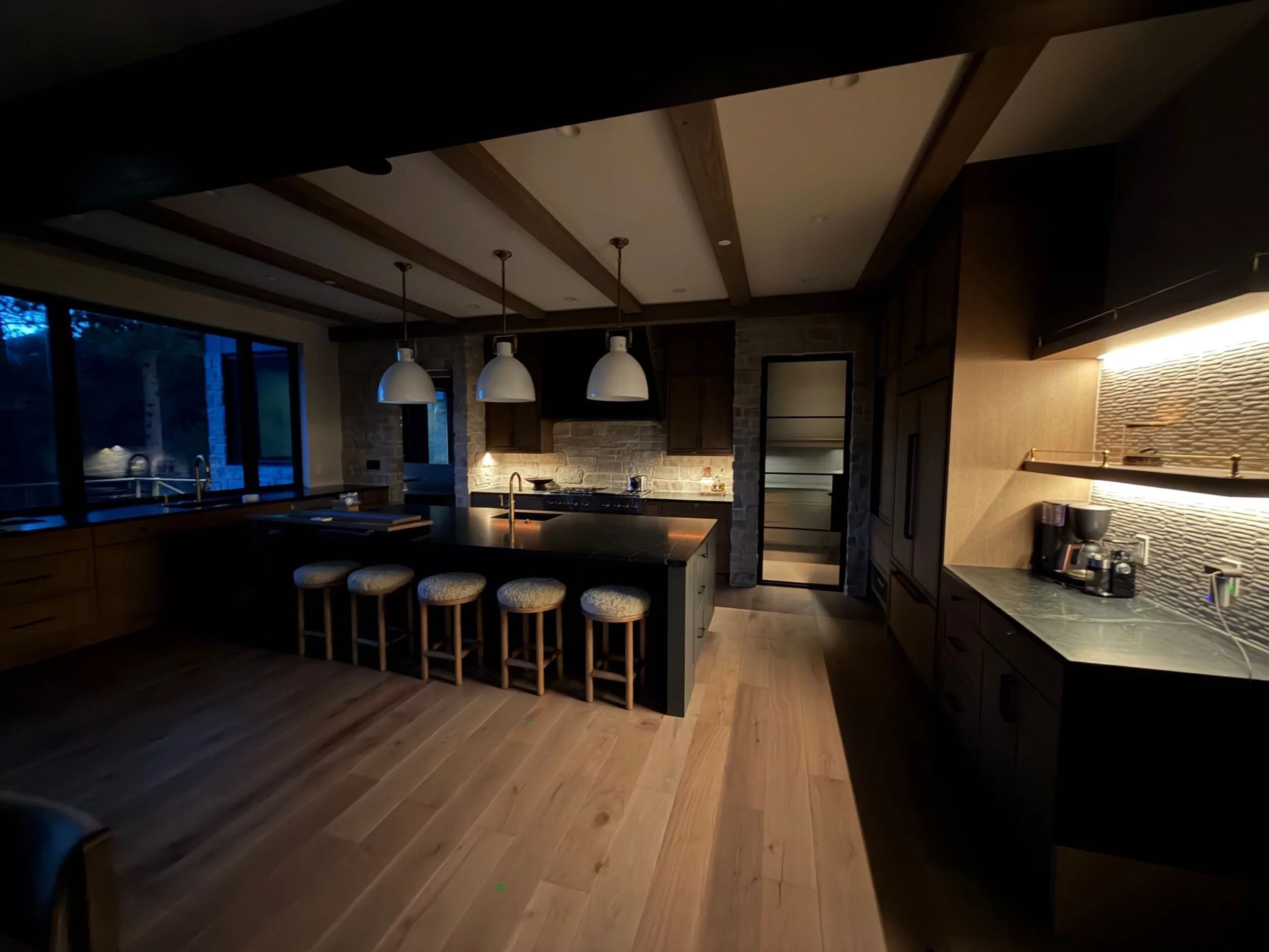 Blue Sky Valley looks amazing at night! What a beautiful kitchen!! #luxury #kitchensofinstagram #design #architecture