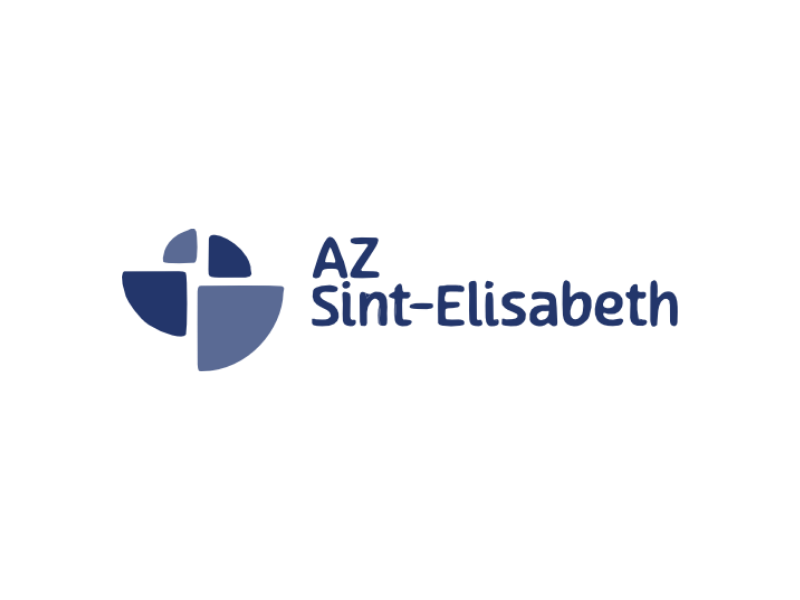 Logo van Az Sint-Elisabeth, een blauwe cirkel met vier segmenten en de naam ernaast.