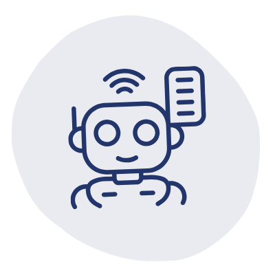 Cartoon robot met een haarborstel en een wifi-symbool boven het hoofd.