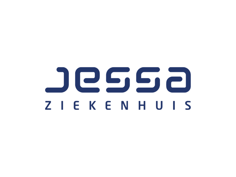Logo van Jesse Ziekenhuis met blauwe tekst op een zwarte achtergrond