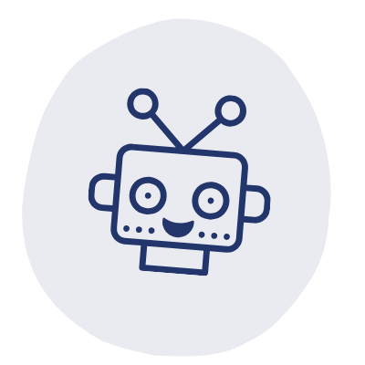 Een eenvoudige robotillustratie met een rechthoekig gezicht en antennes tussen de ogen.