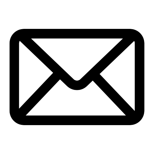 Outline of an envelope icon on a black background.