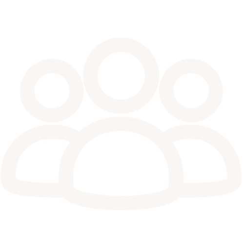 Simple icon of three people with a larger central figure and two smaller figures on sides, representing a group or team.