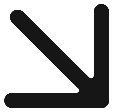 A black square with a downward-left pointing arrow symbol in the center.