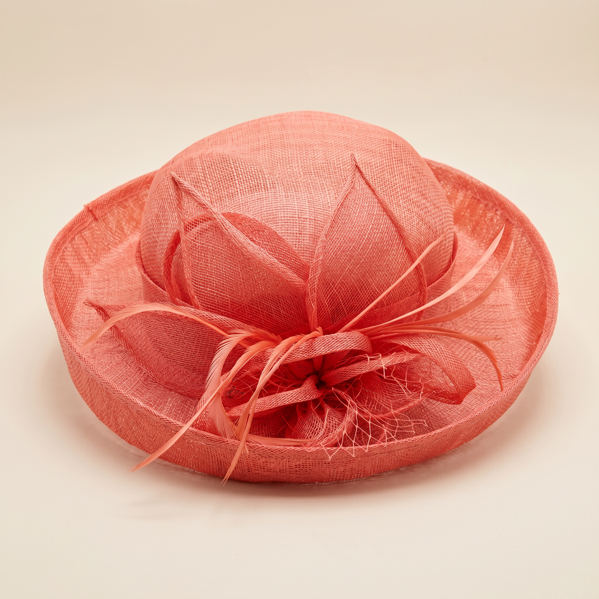 Coral Wide-Brim Sinamay Hat