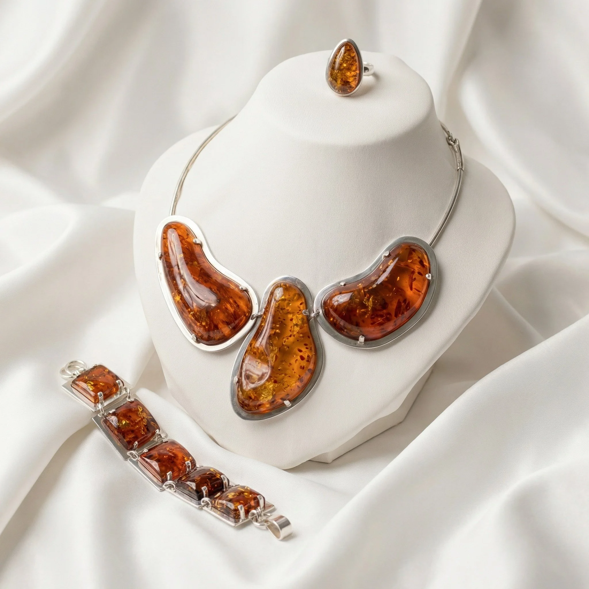 Sterling Silver And Amber