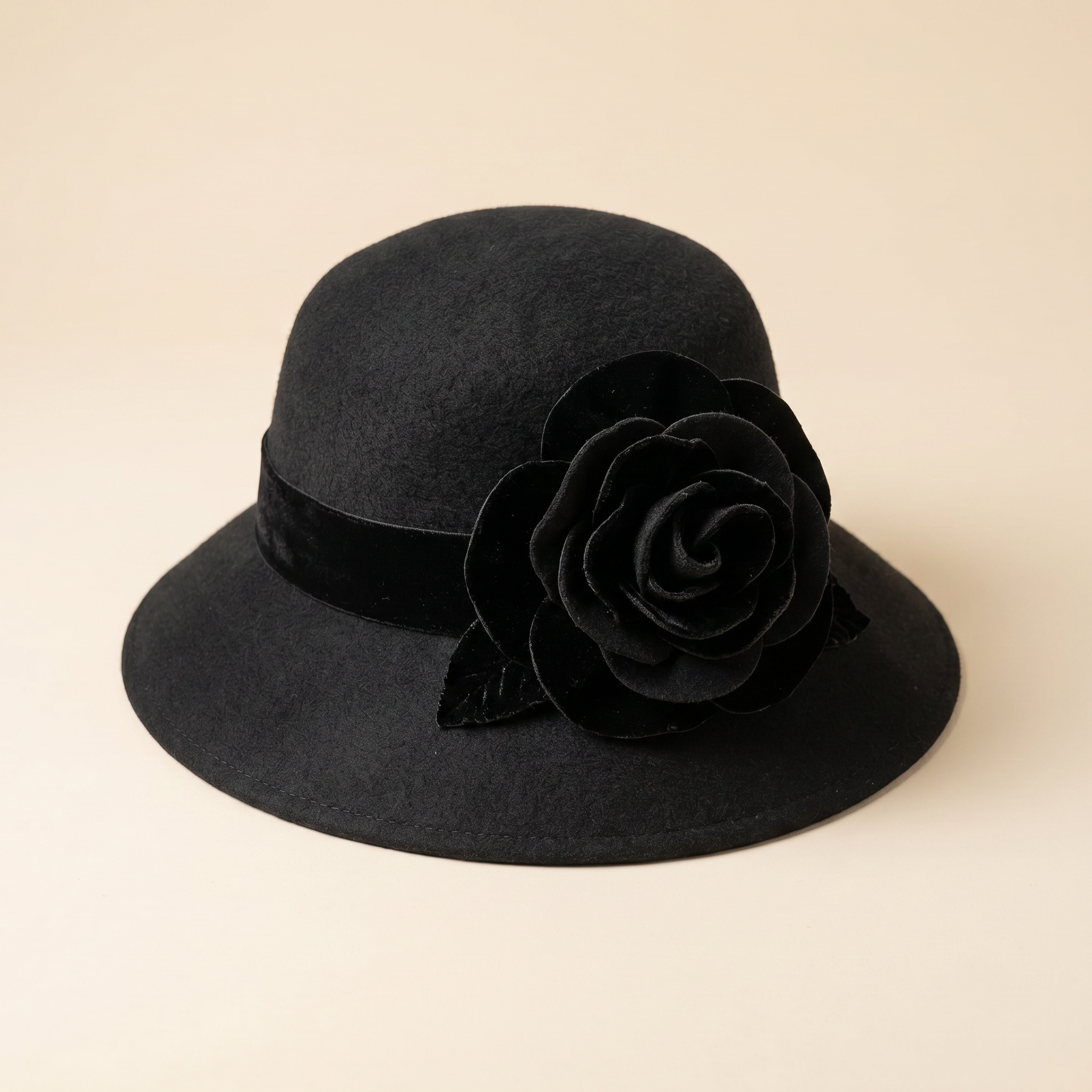 Black Rose Cloche Hat