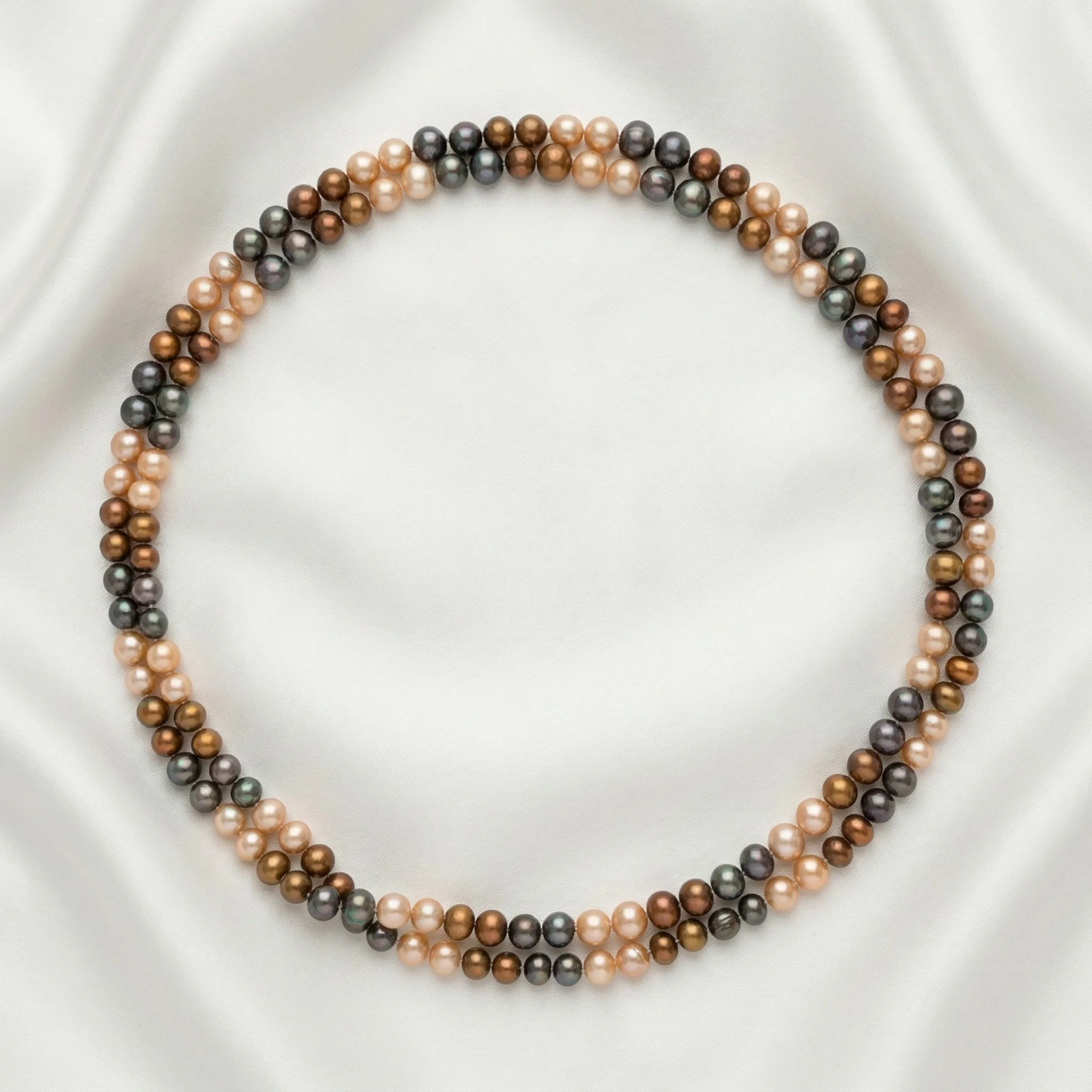long Multitone Pearl Necklace