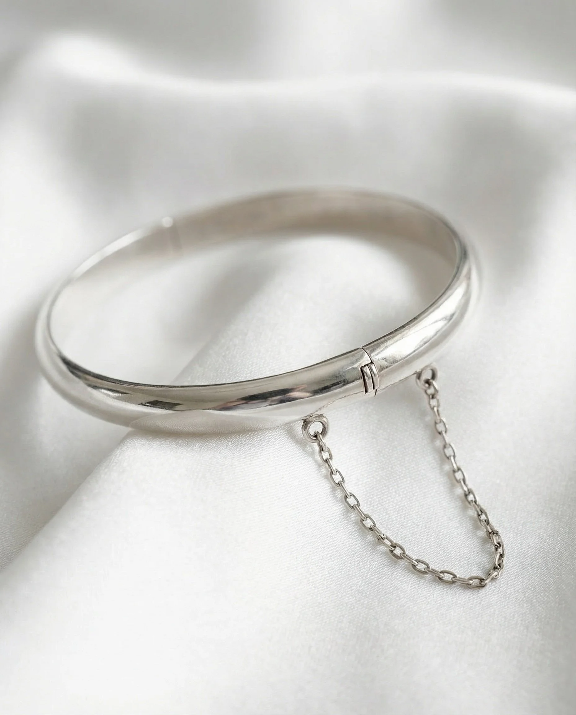 Slim Hinged Bangle with Chain