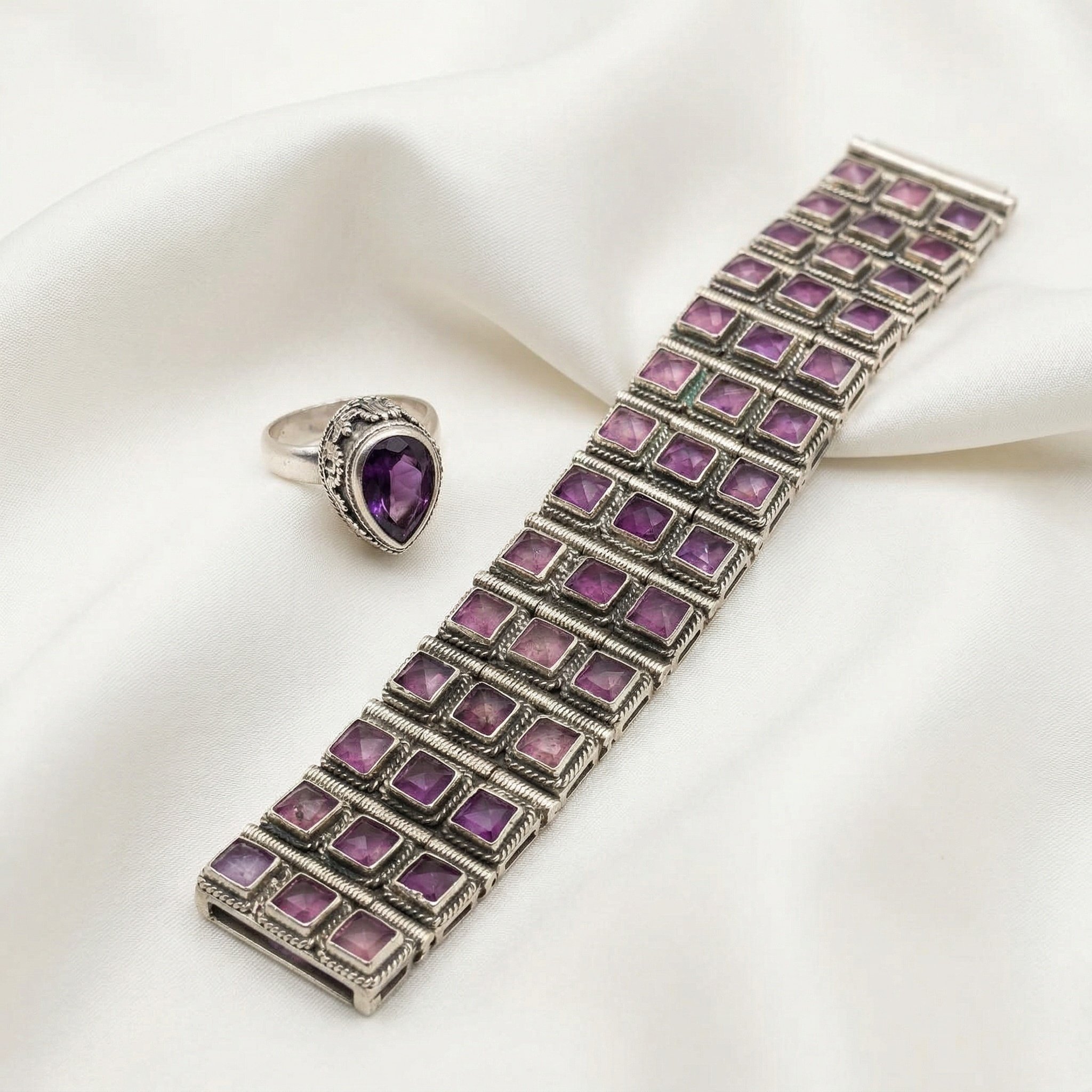 Silver Set with Amethyst