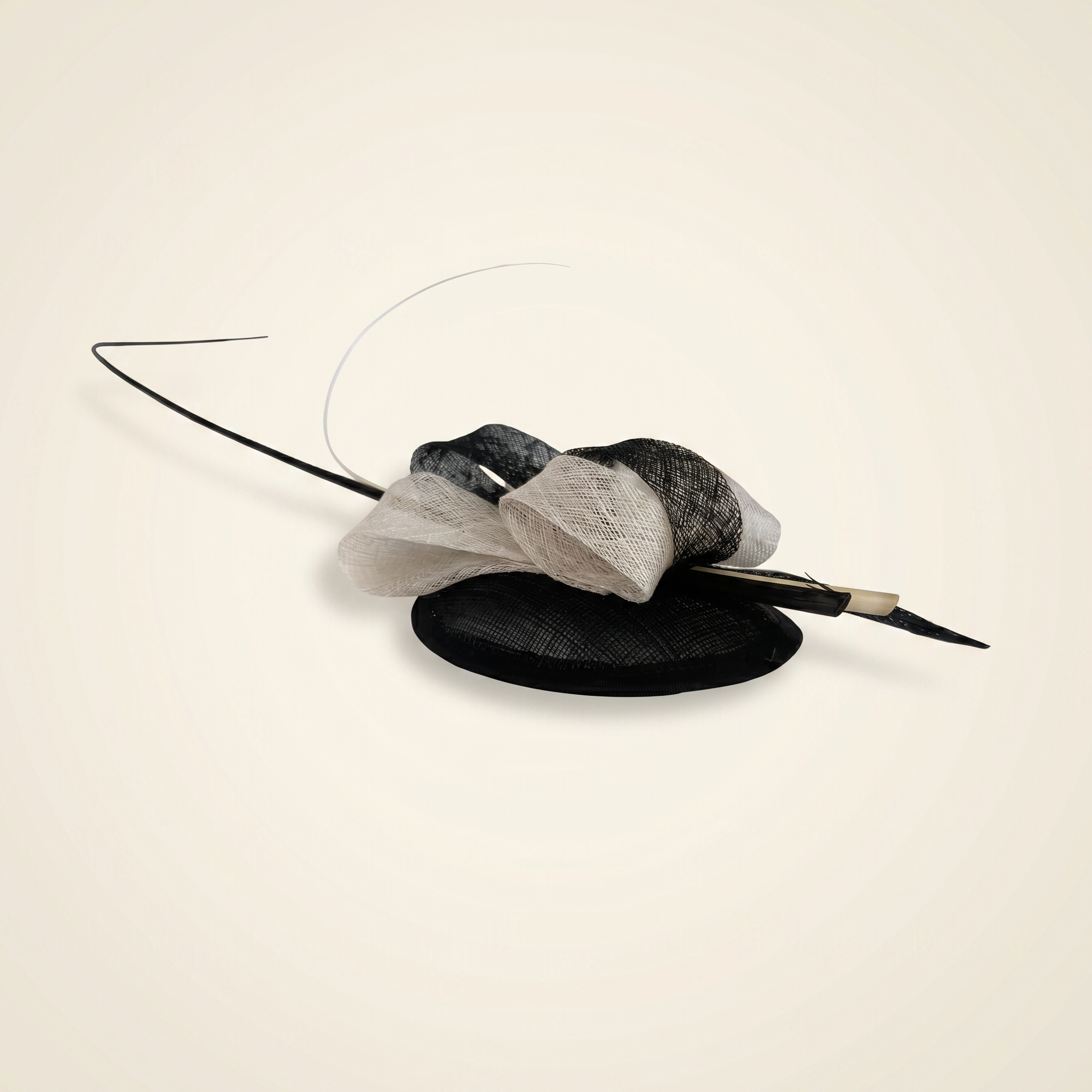 Black and Ivory Disc Fascinator