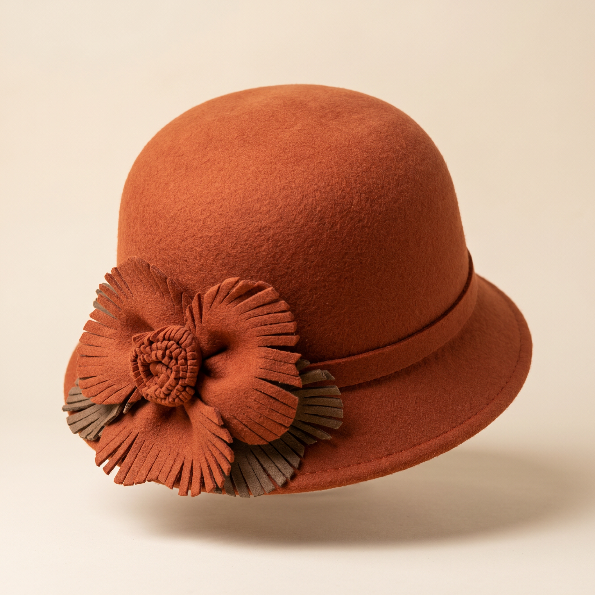 Rust Flower Cloche Hat