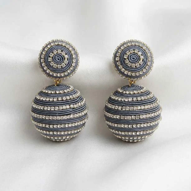 Crystal-Accented Sphere Statement Earrings
