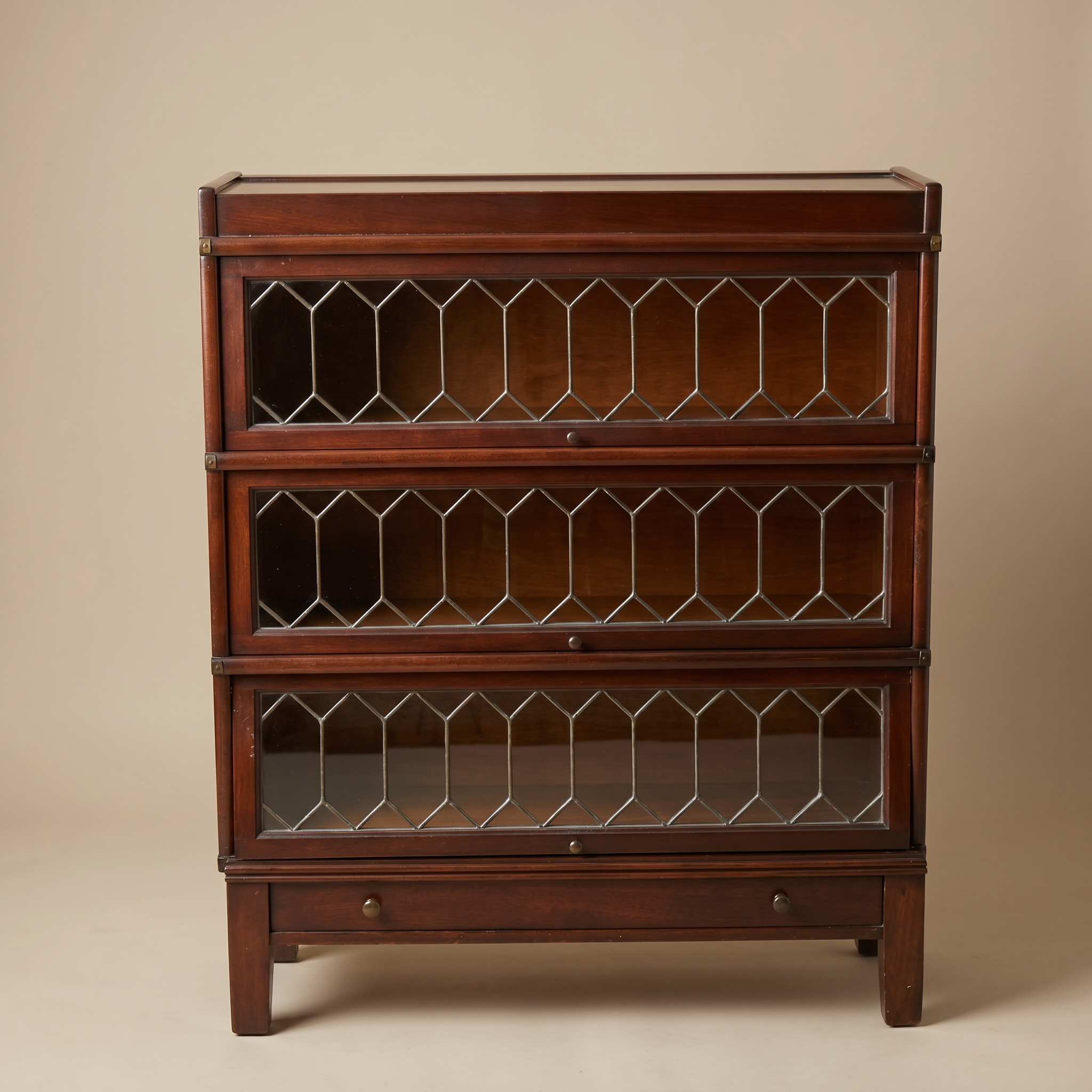 BARRISTER BOOKCASE (3-STACK, LEADED GLASS)