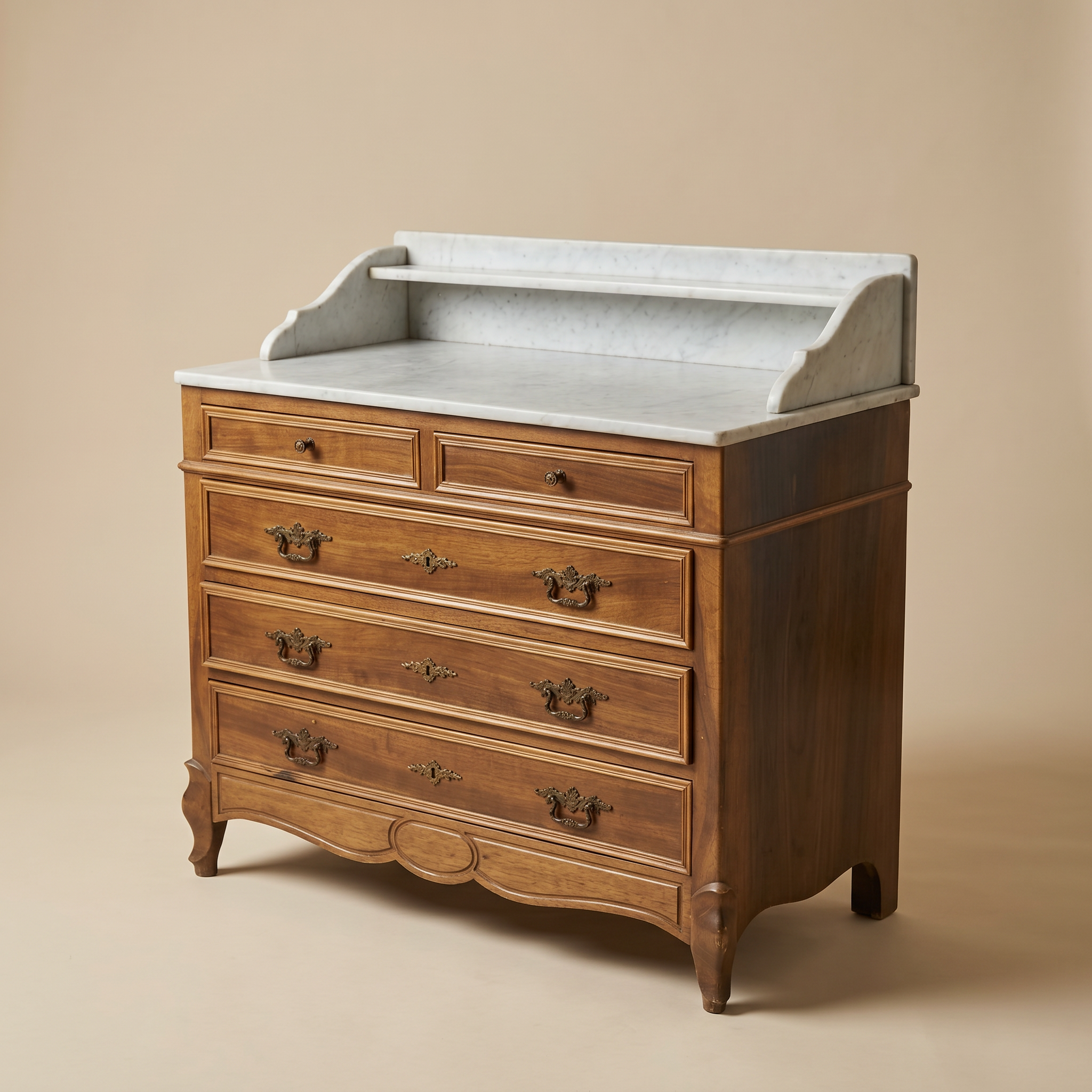 LOUIS XV!- STYLE CHEST OF DRAWERS WITH MARBLE TOP