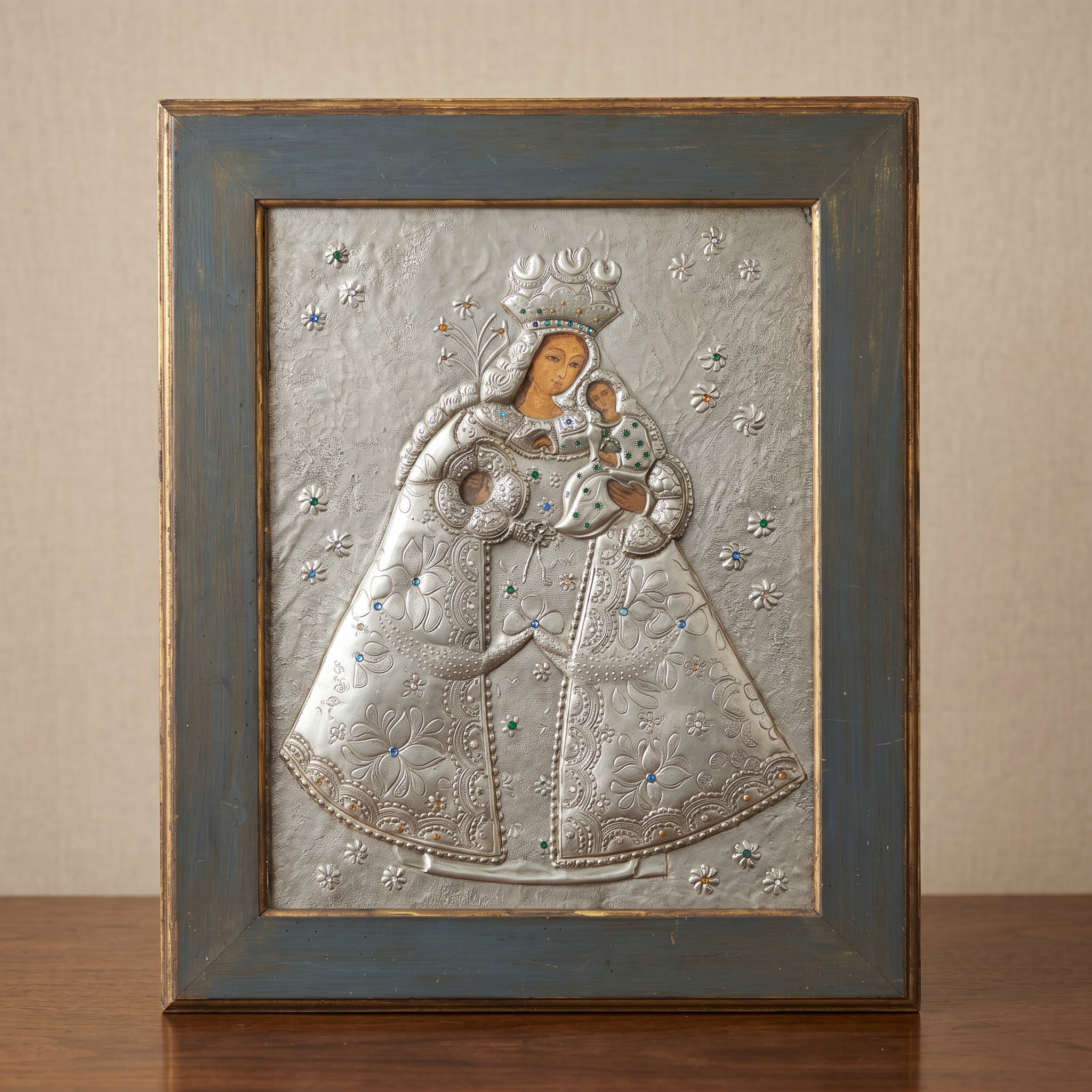 Antique Large Oil Painting of the Immaculate Conception – Devotional Fine Art