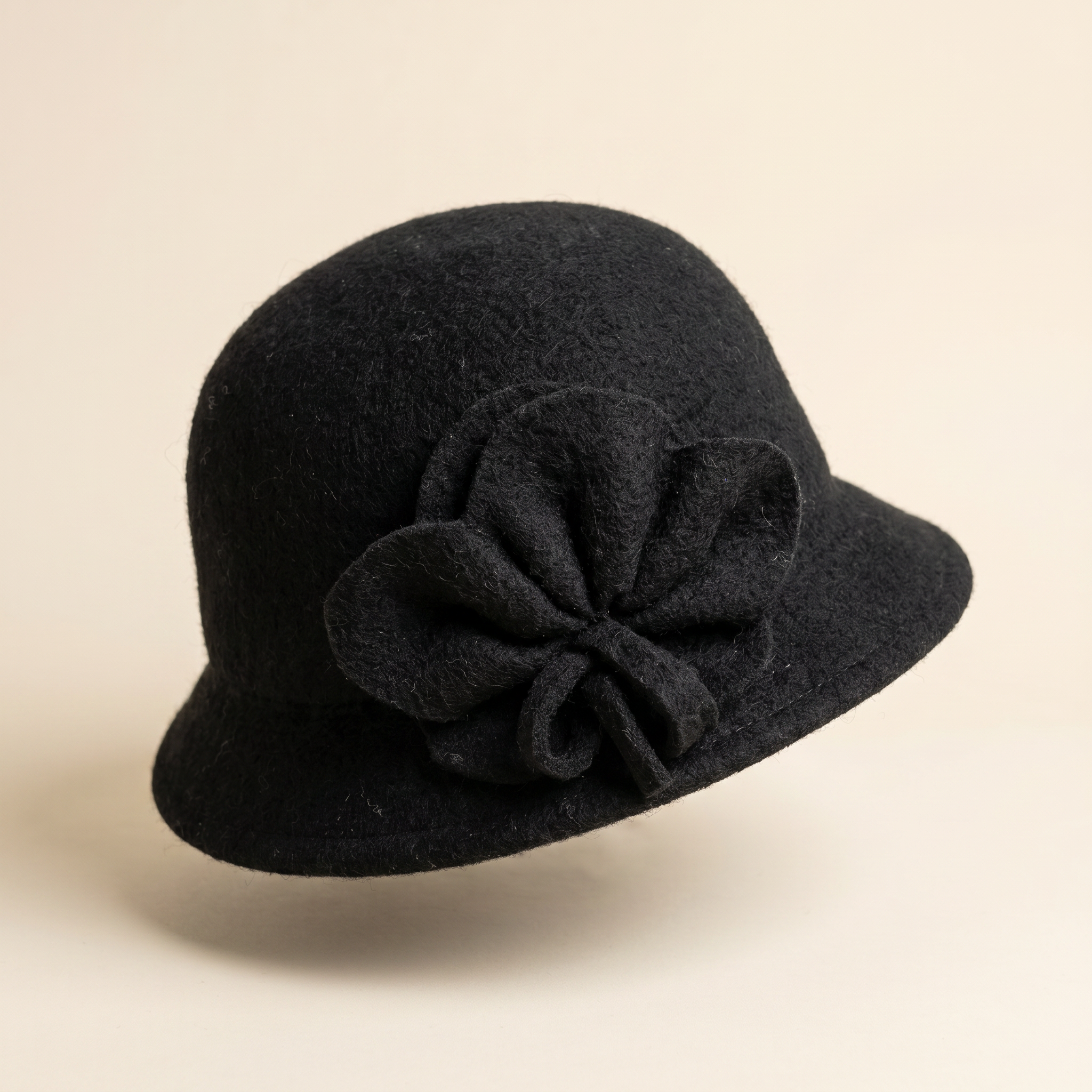 Black Felt Cloche Hat