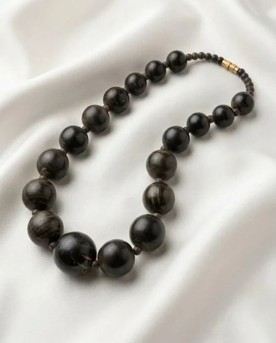 Graduated Ebony-Tone Bead Necklace