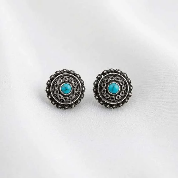 Turquoise Silver Stud Earrings