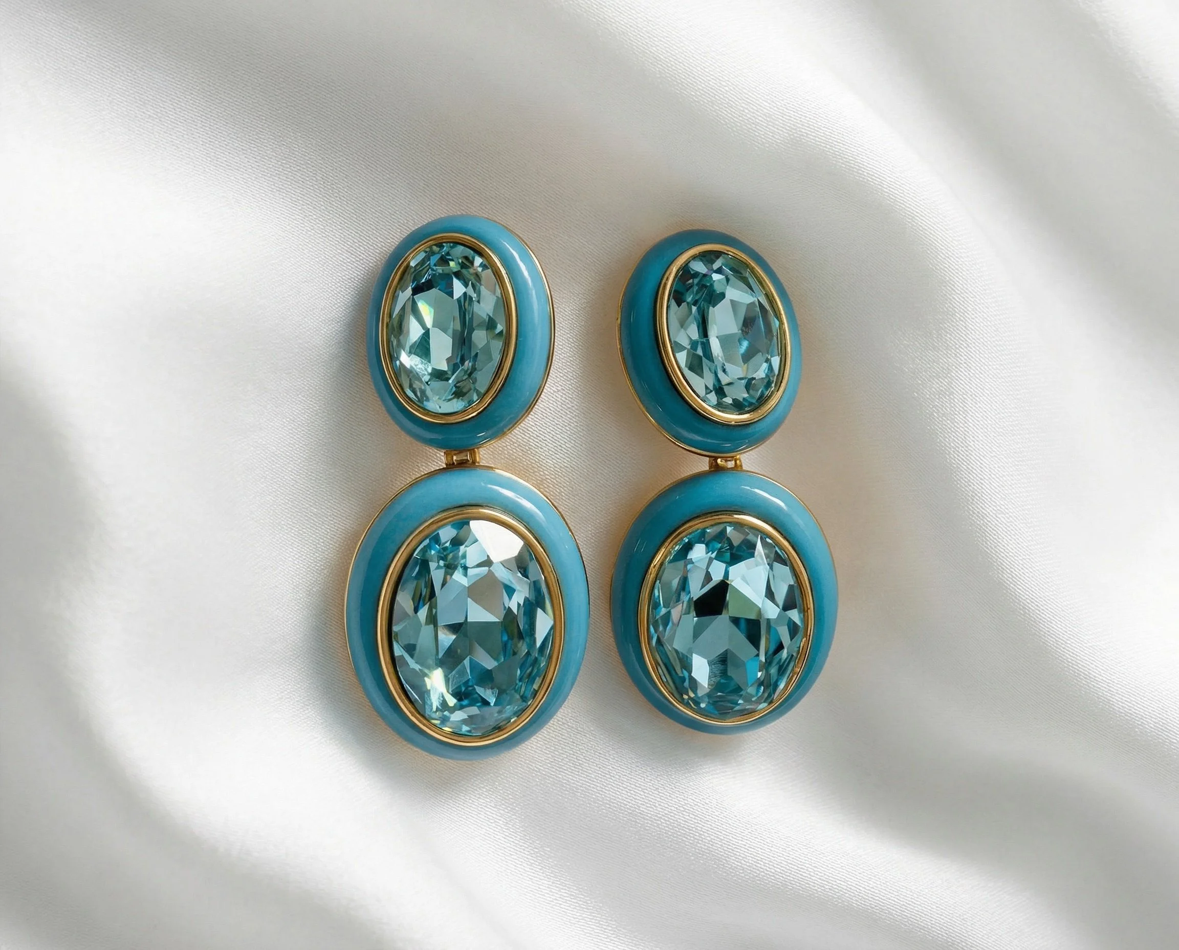 Sky Blue Double Oval Earrings by Loren Hope