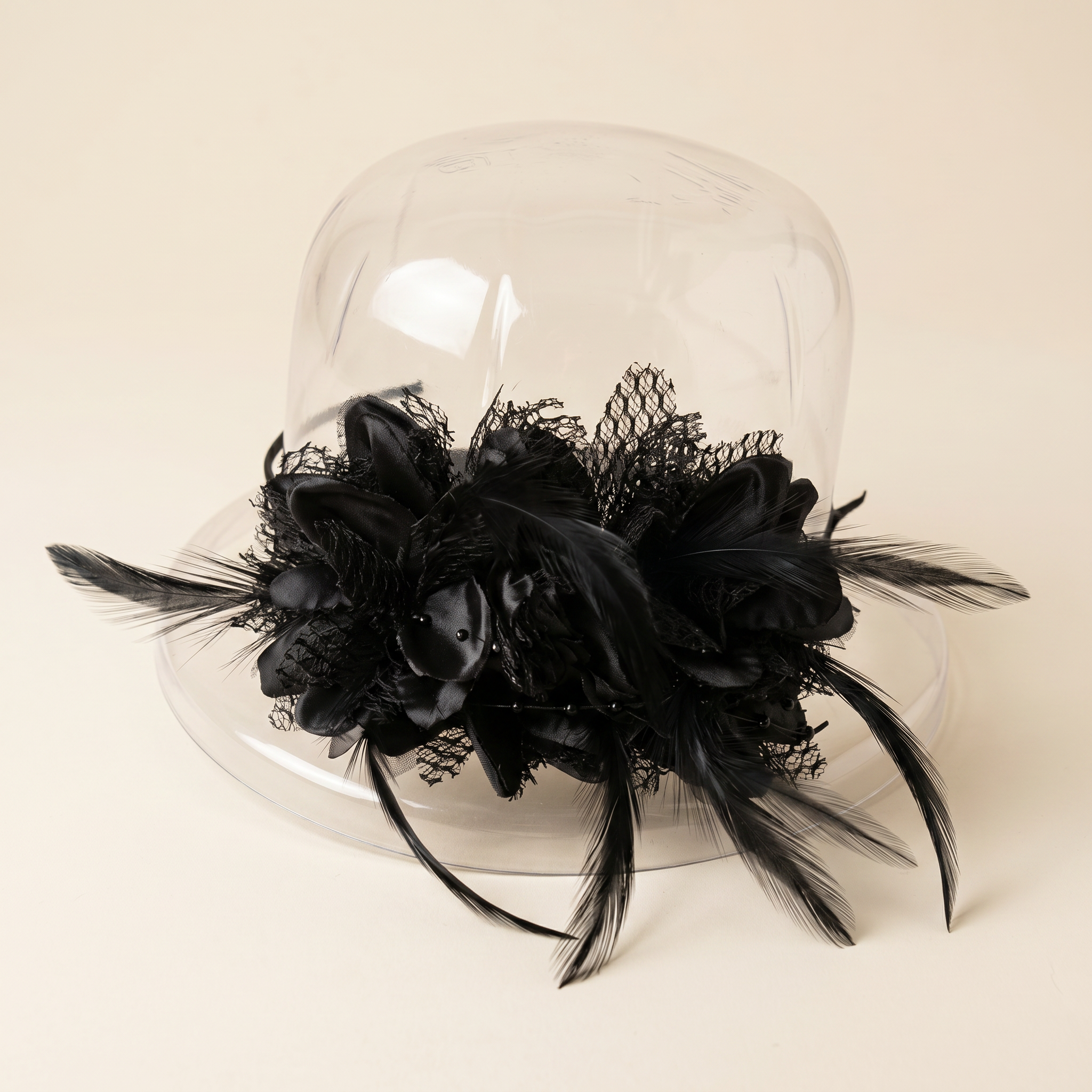 Black Floral Feather Headpiece