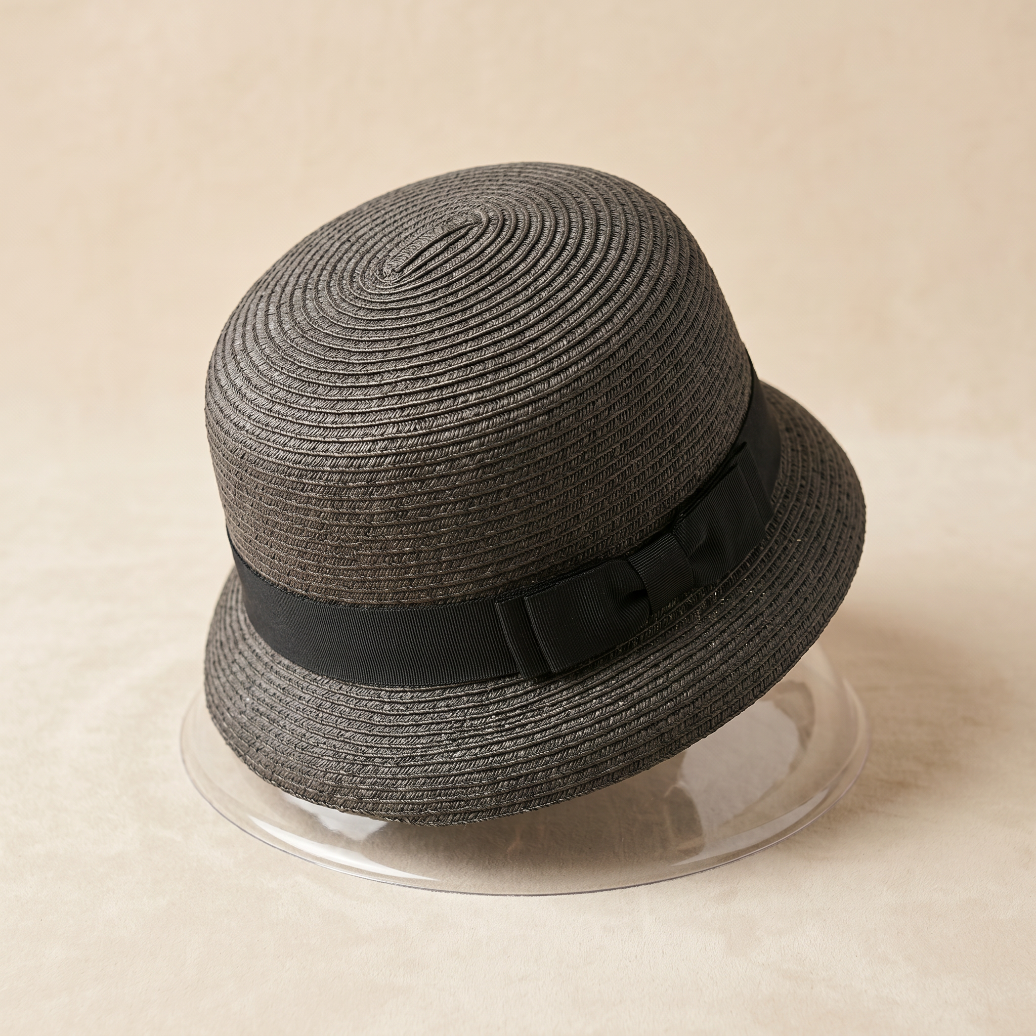 Charcoal Woven Cloche Hat