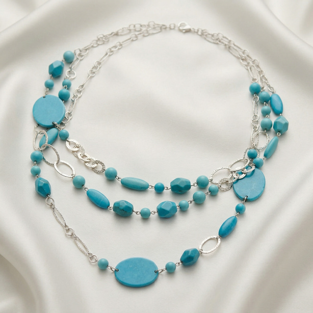 Layered Turquoise Necklace with Silver Accents