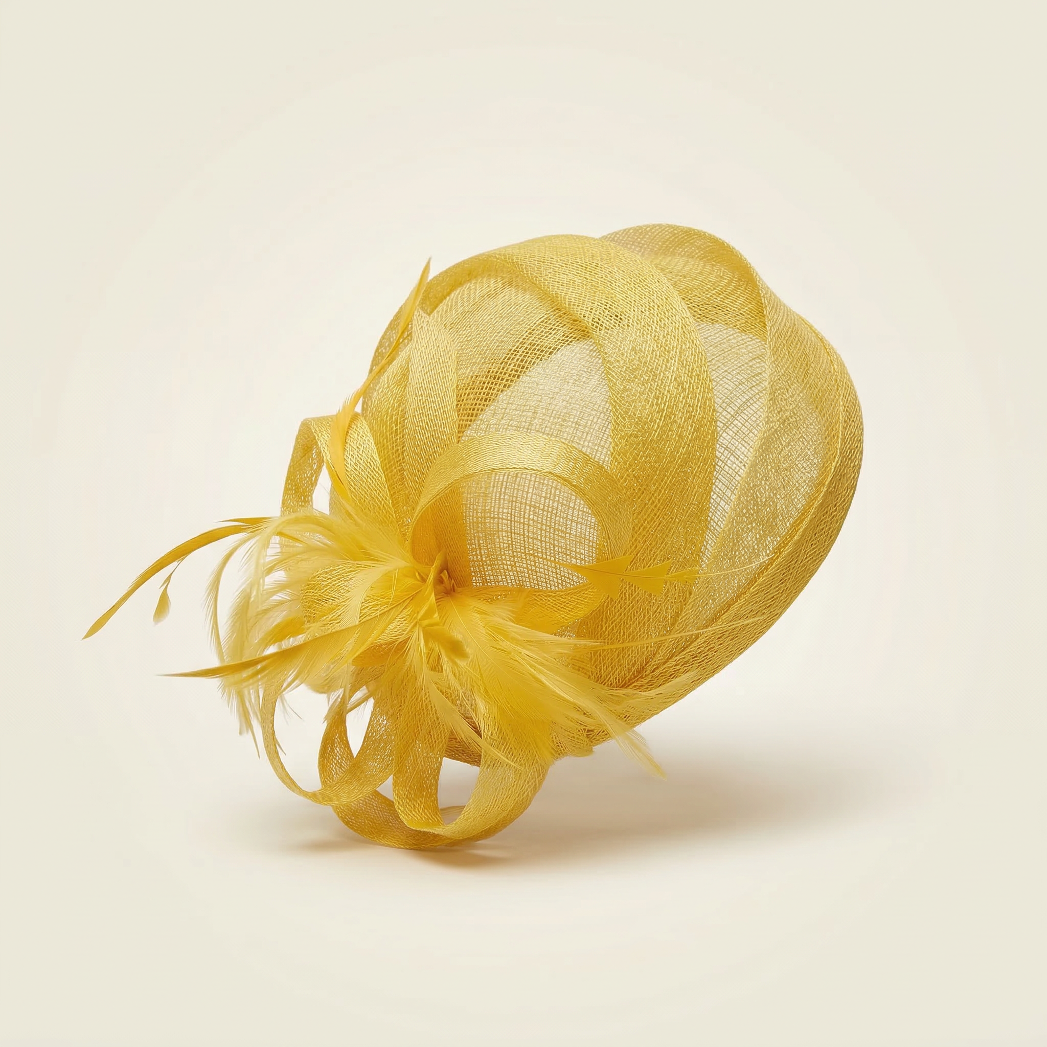 Yellow Feather Fascinator Hat