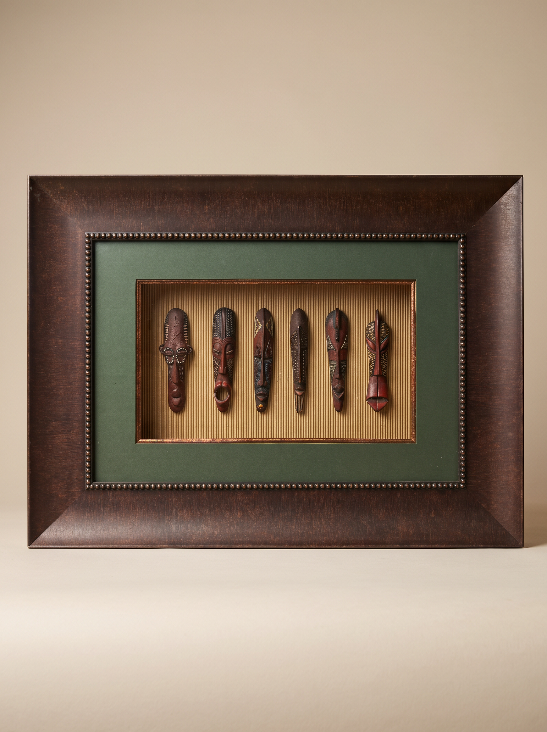 Framed Collection of Six African Masks