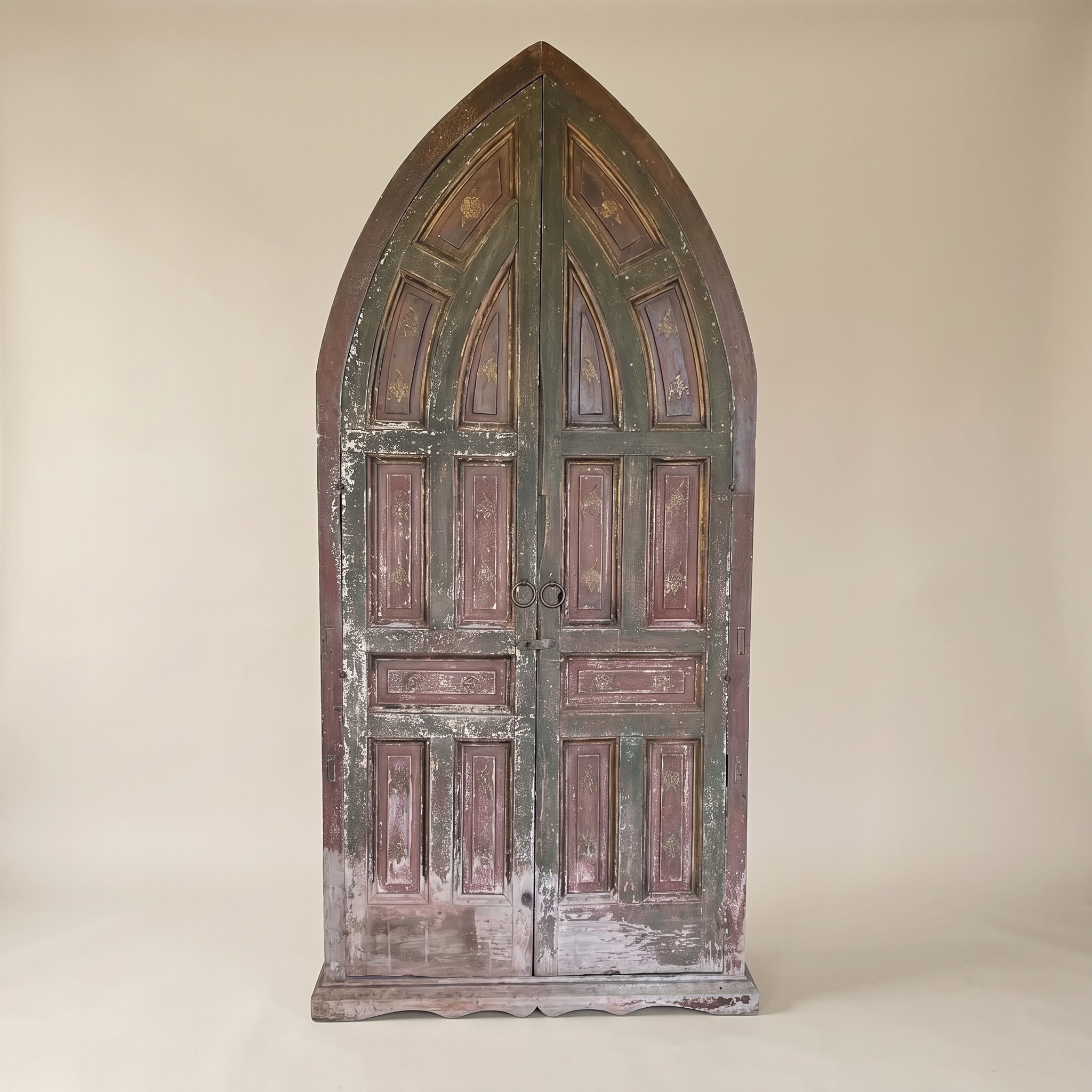 LARGE GOTHIC ARCH CABINET – RECLAIMED WOOD DOUBLE DOOR ARMOIRE
