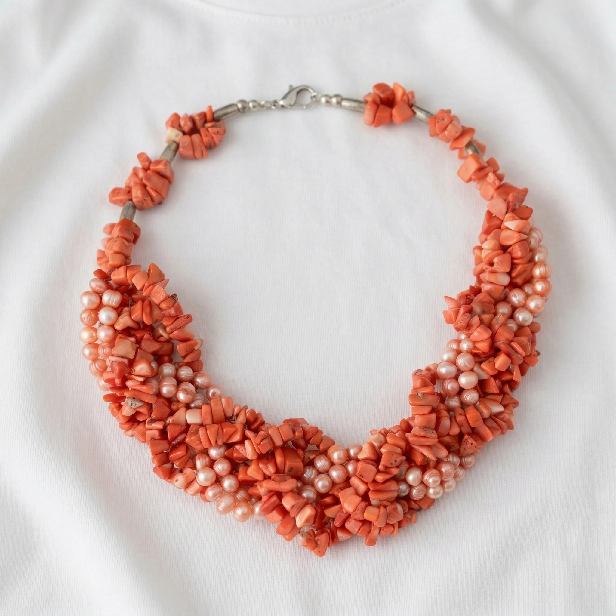 Coraline Statement Necklace with Pink Pearls