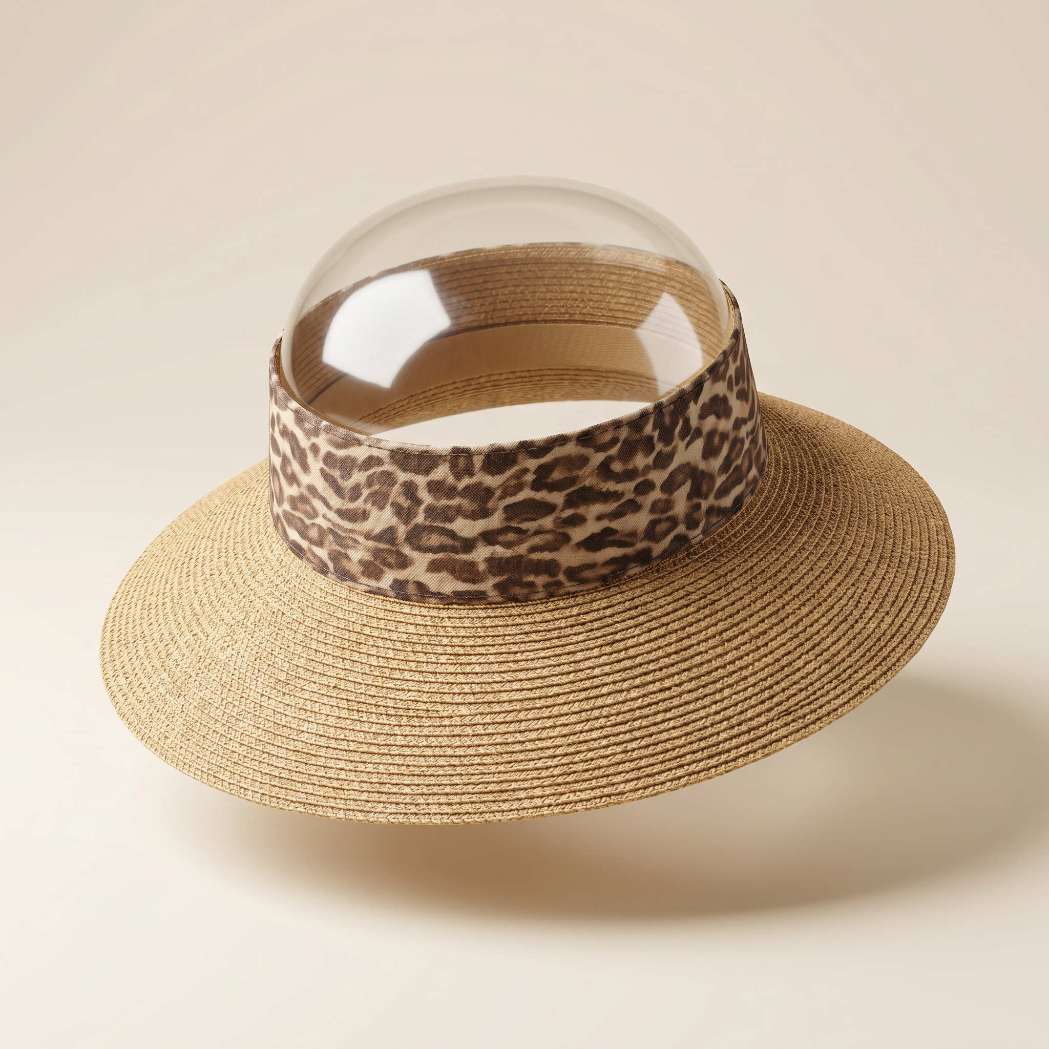 Natural Straw Leopard Visor