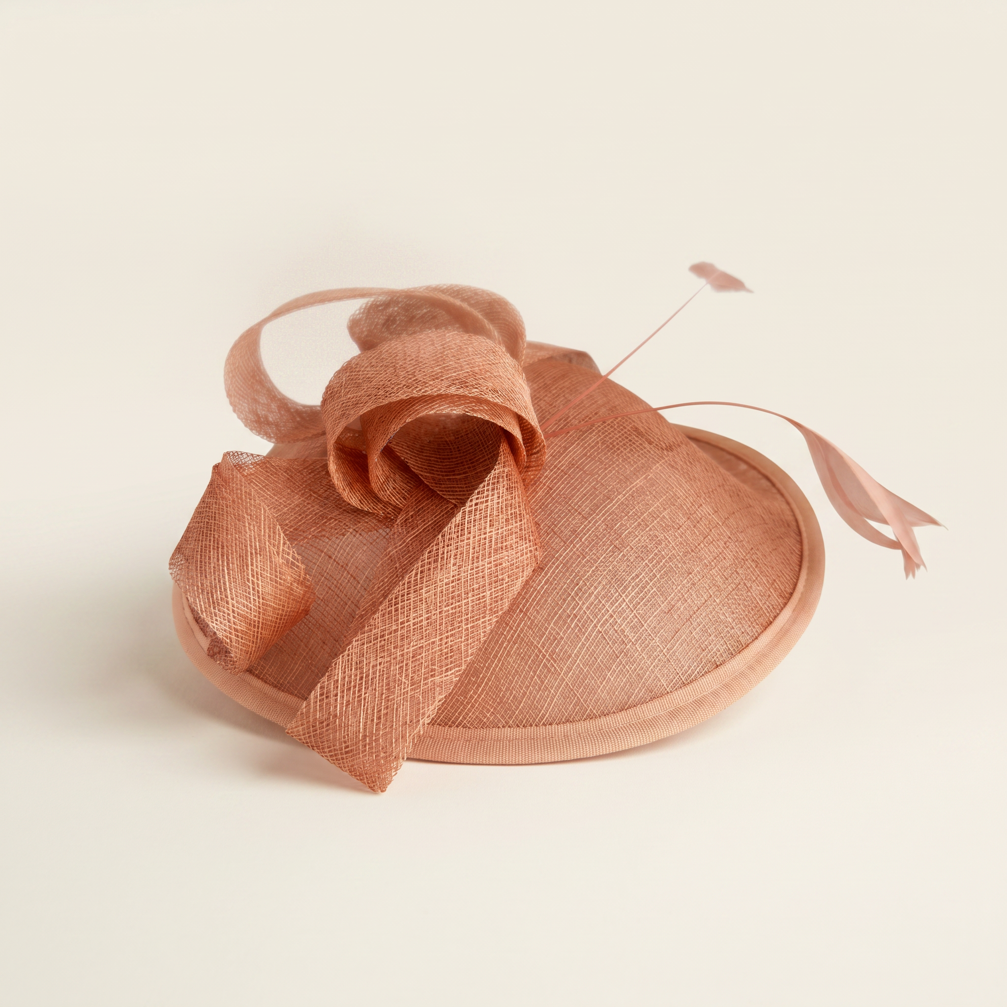 Peach Sinamay Disc Fascinator