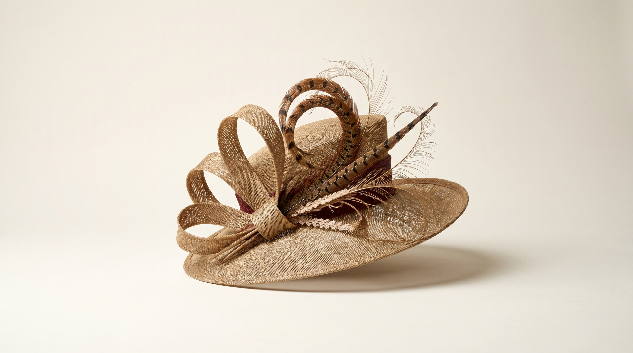 Natural Sinamay Feather Hat